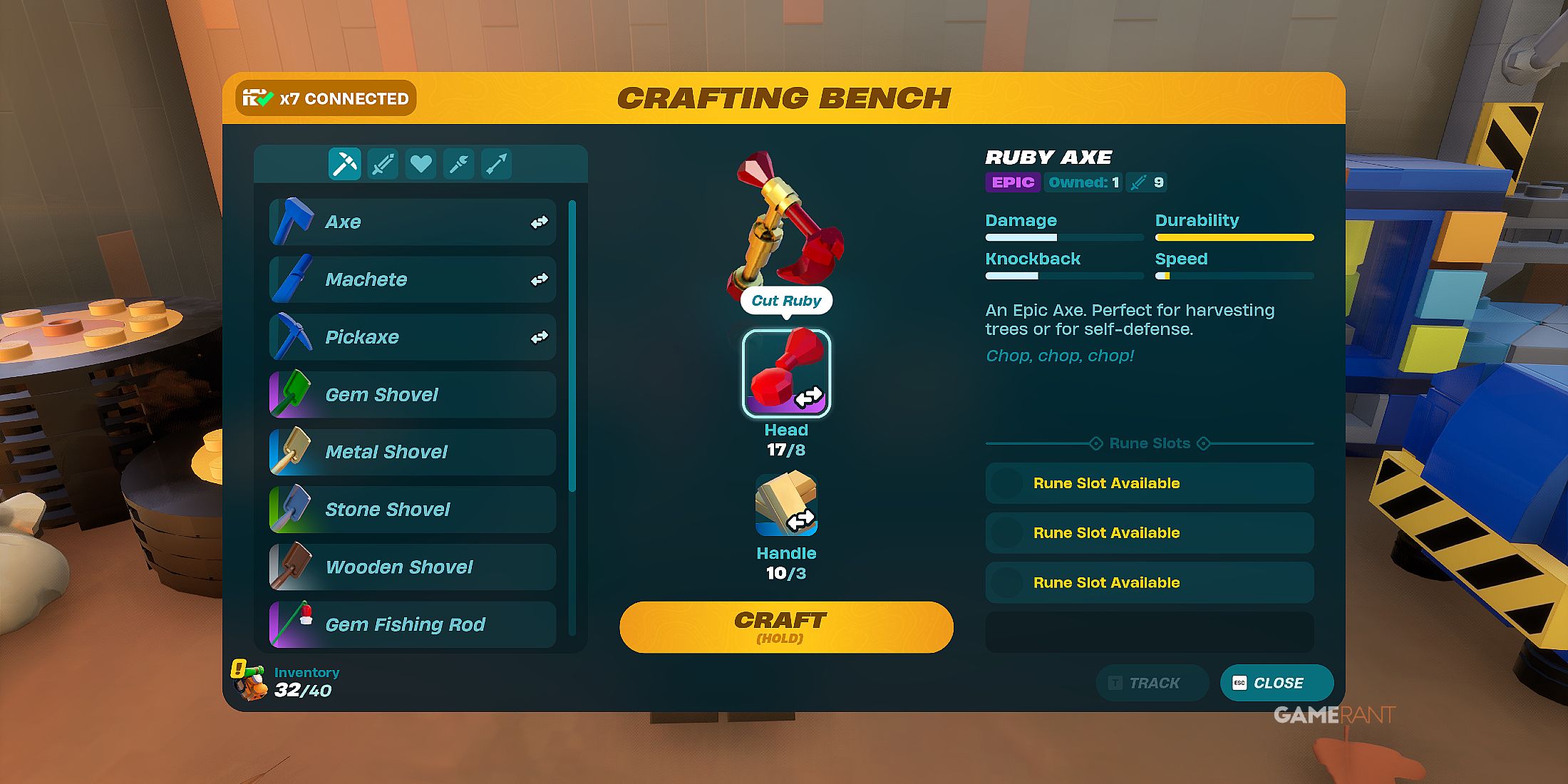 how to get a Ruby Axe in LEGO Fortnite Odyssey 