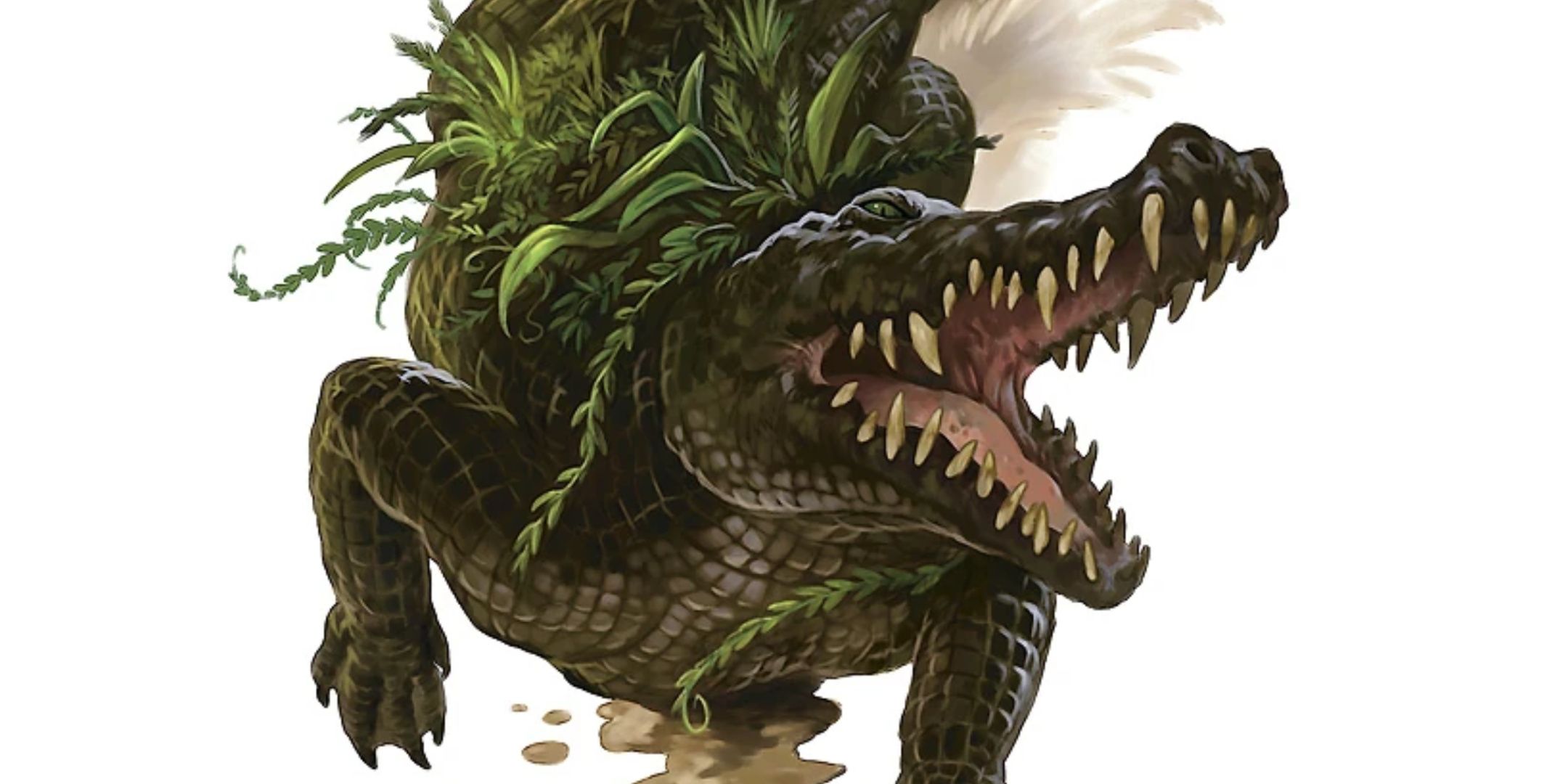 Dungeons & Dragons, a Feymire Crocodile with its mouth wide open by Warren Mahy.