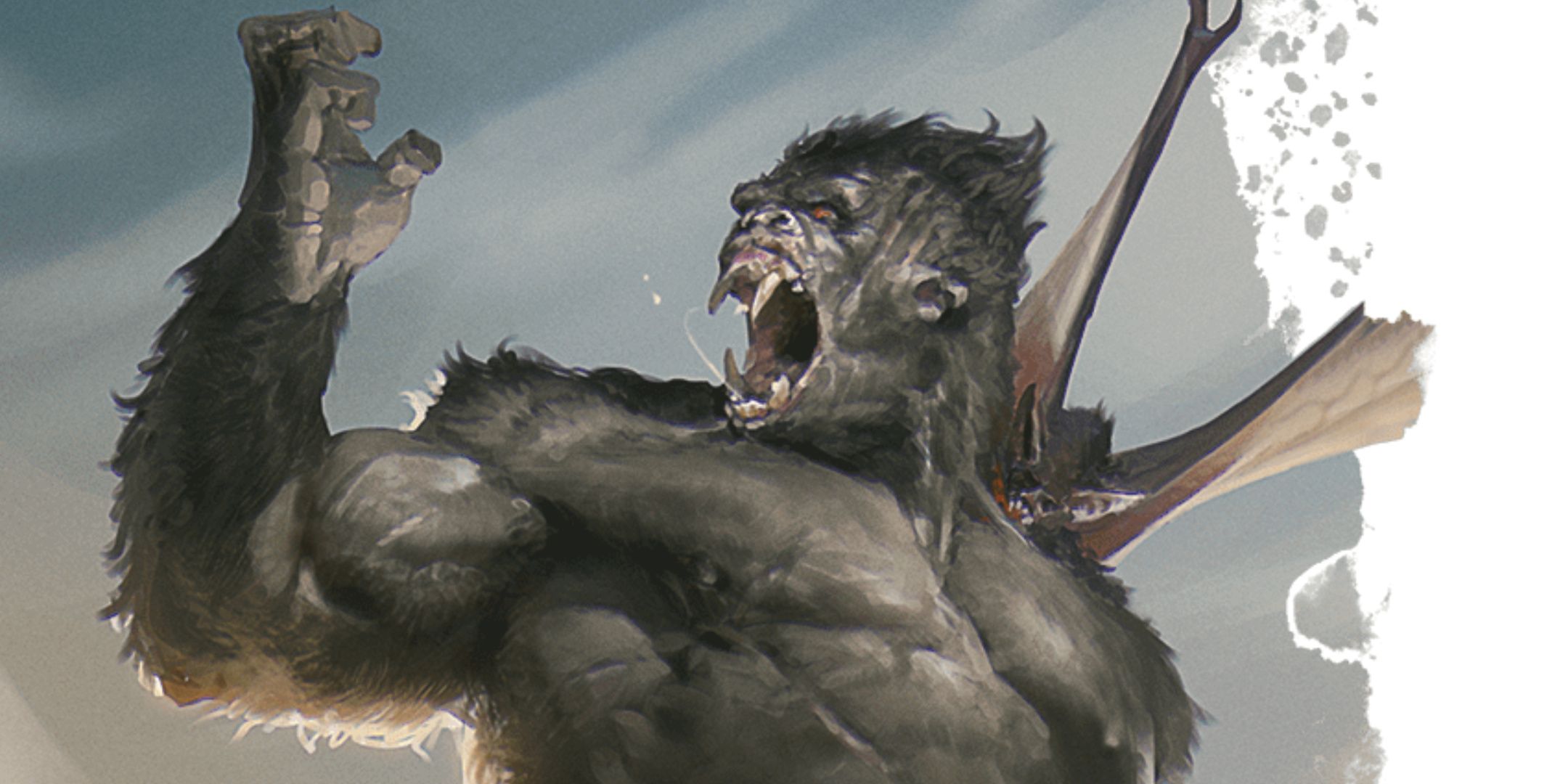 Dungeons & Dragons, a giant ape defending its territory from giant bats by Dario Jelusic