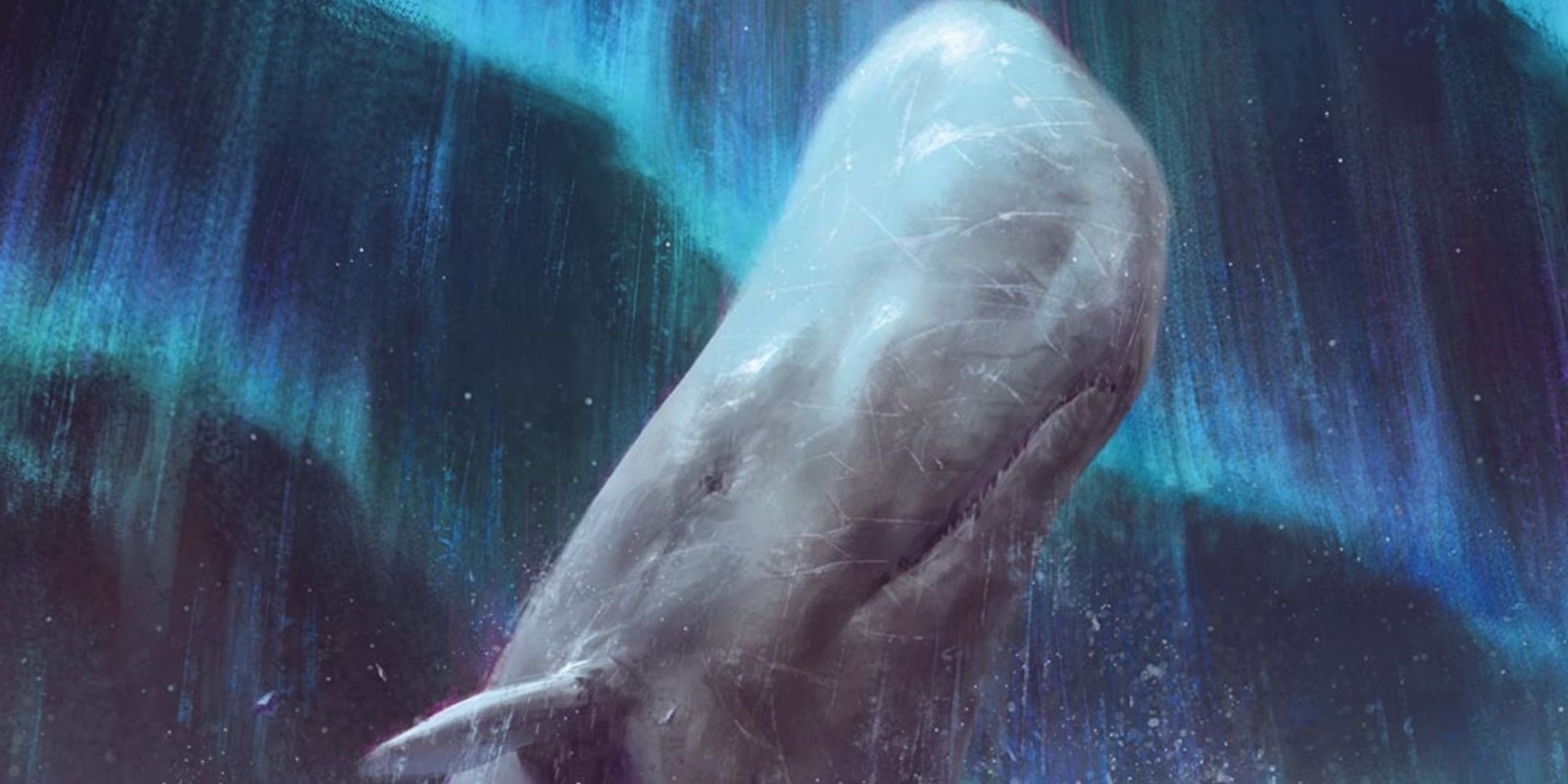 Dungeons & Dragons, a sperm whale in front of an aurora borealis