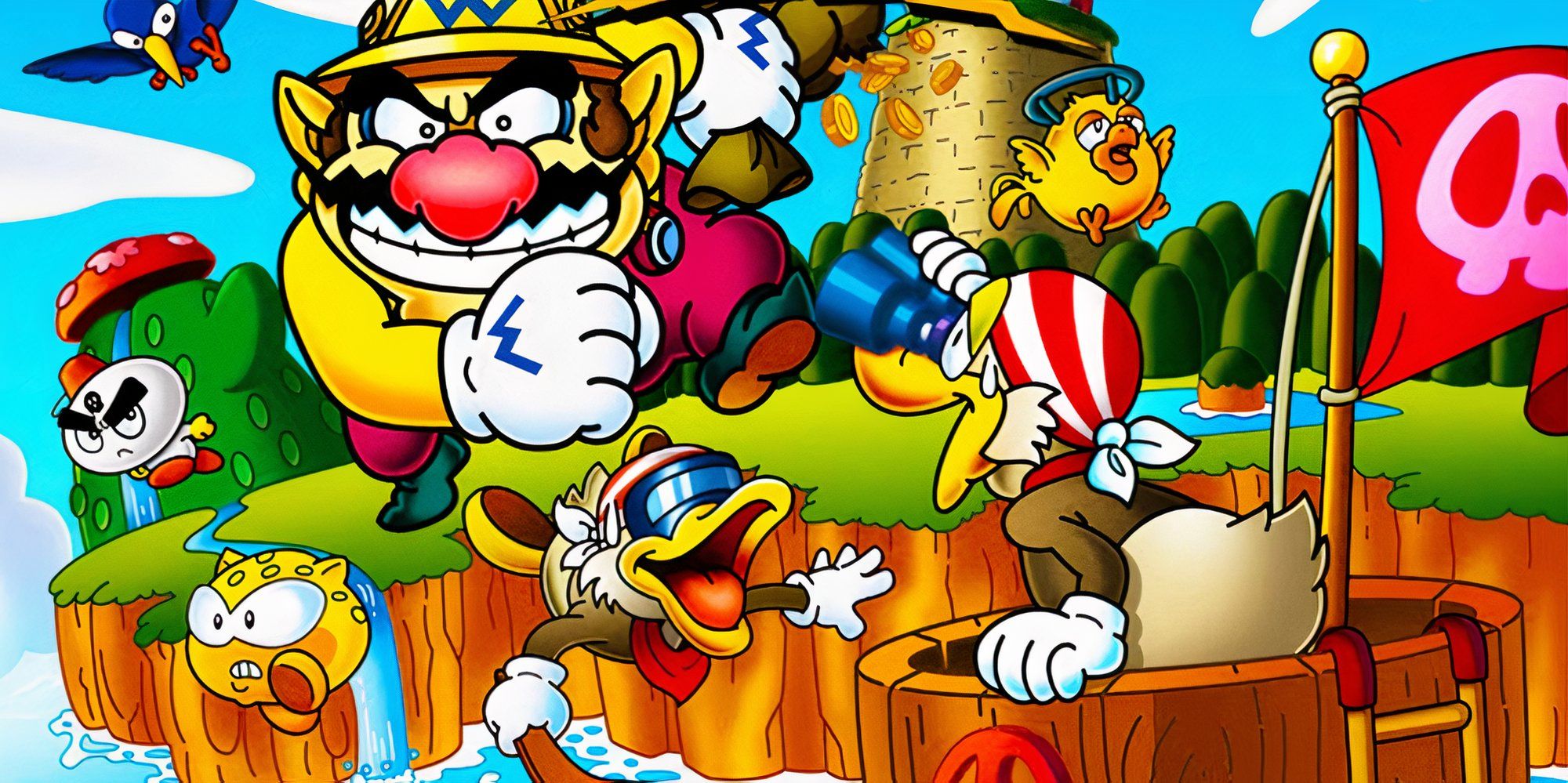 Promo art featuring characters in Wario Land Super Mario Land 3