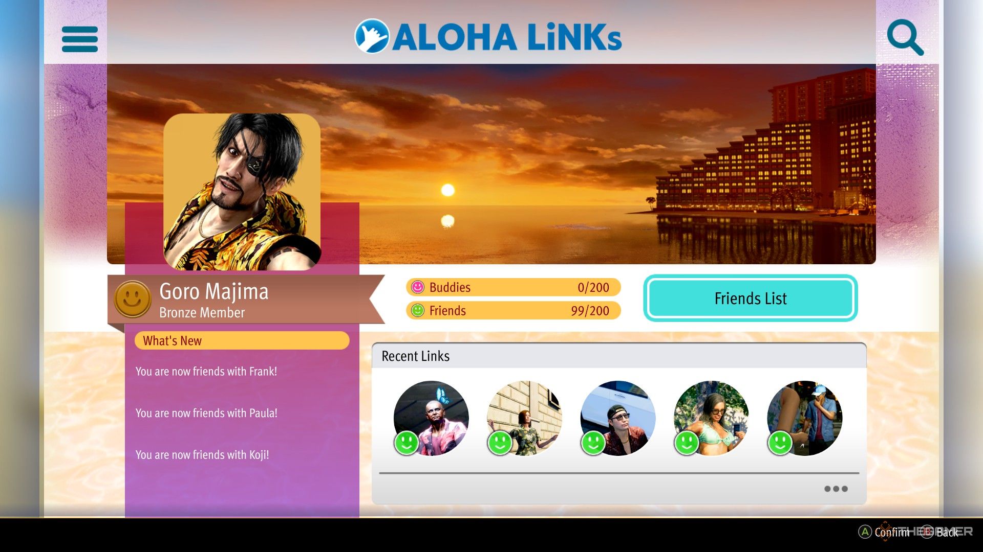 Aloha Links menu in Like a Dragon Pirate Yakuza in Hawaii.