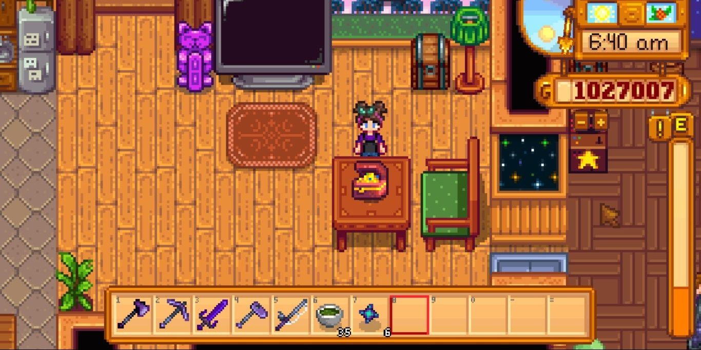 A treasure chest sitting on a table in Stardew Valley