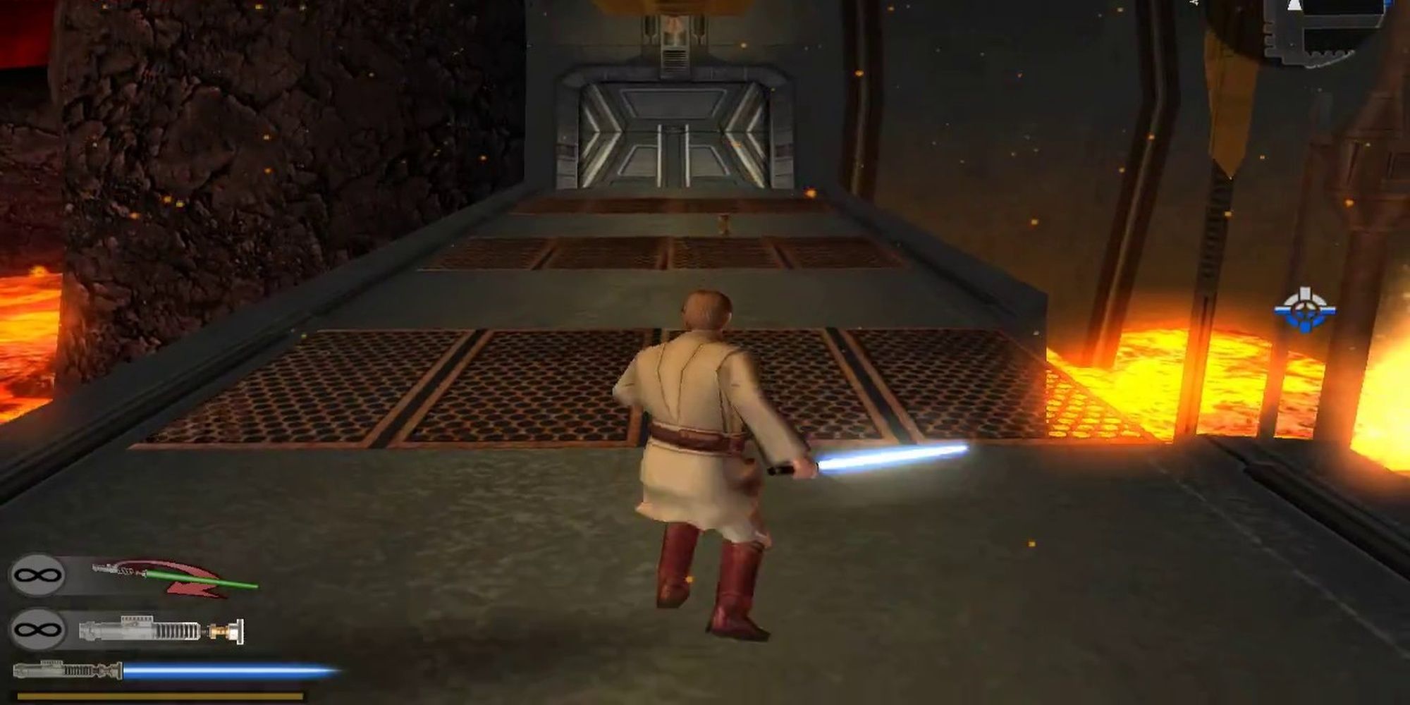 Obi-Wan in Star Wars Battlefront 2, wielding his lightsaber.