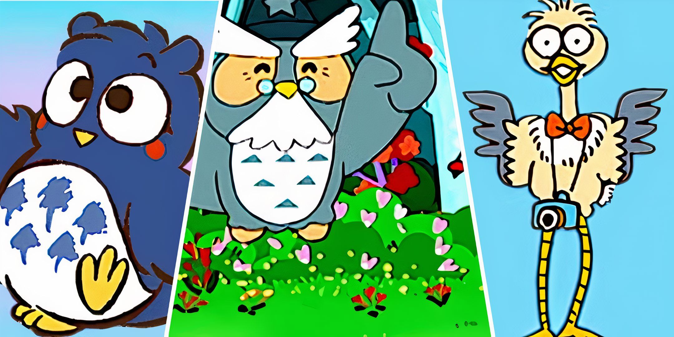 Sanrio birds in a line.
