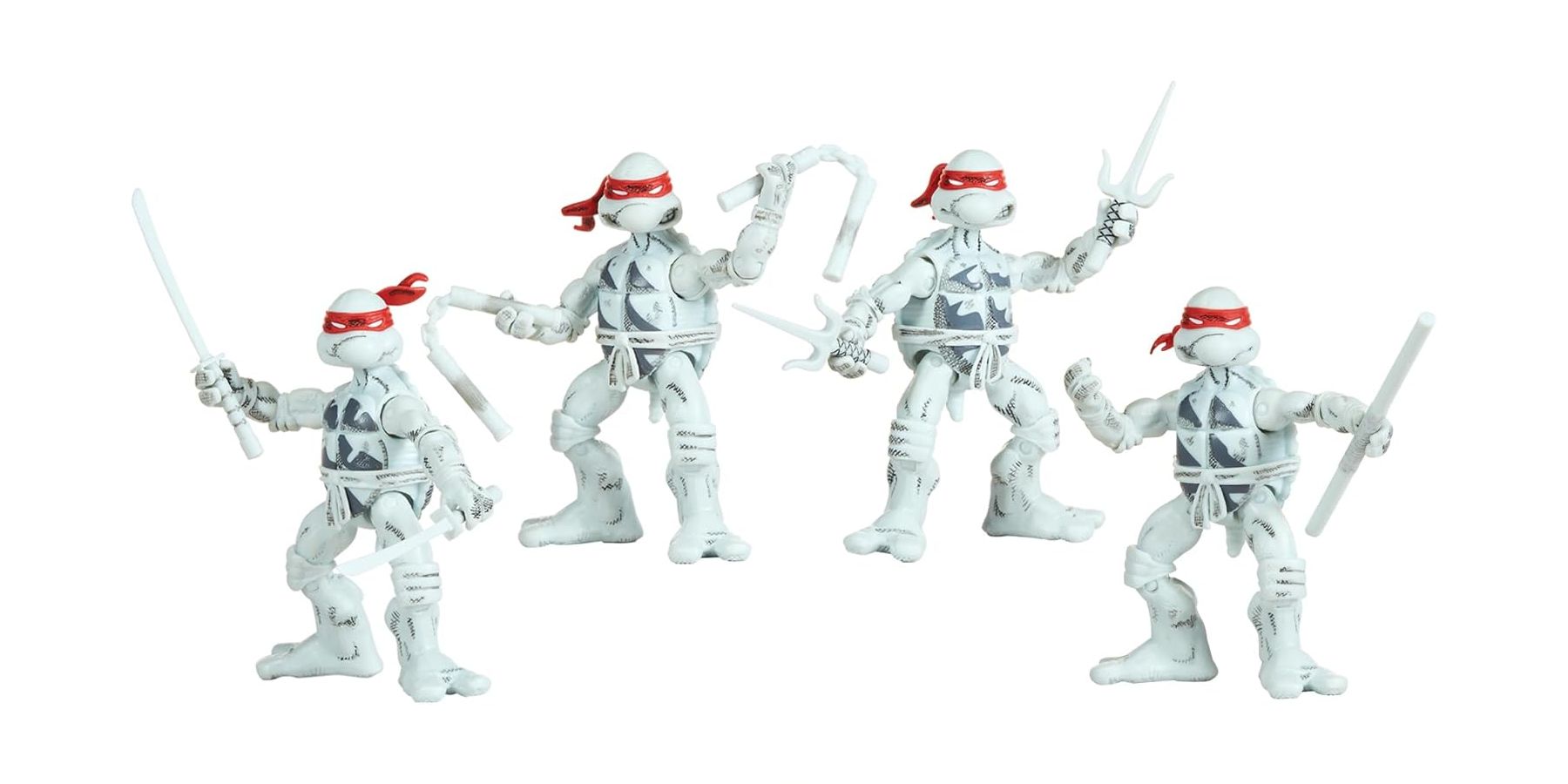 Teenage Mutant Ninja Turtles Black and White Comic Book Figures-1