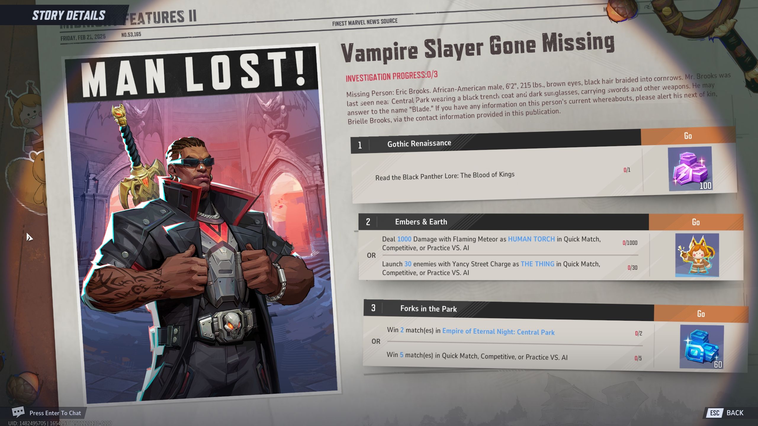 Man Lost! event page with all the challenges and rewards - Marvel Rivals