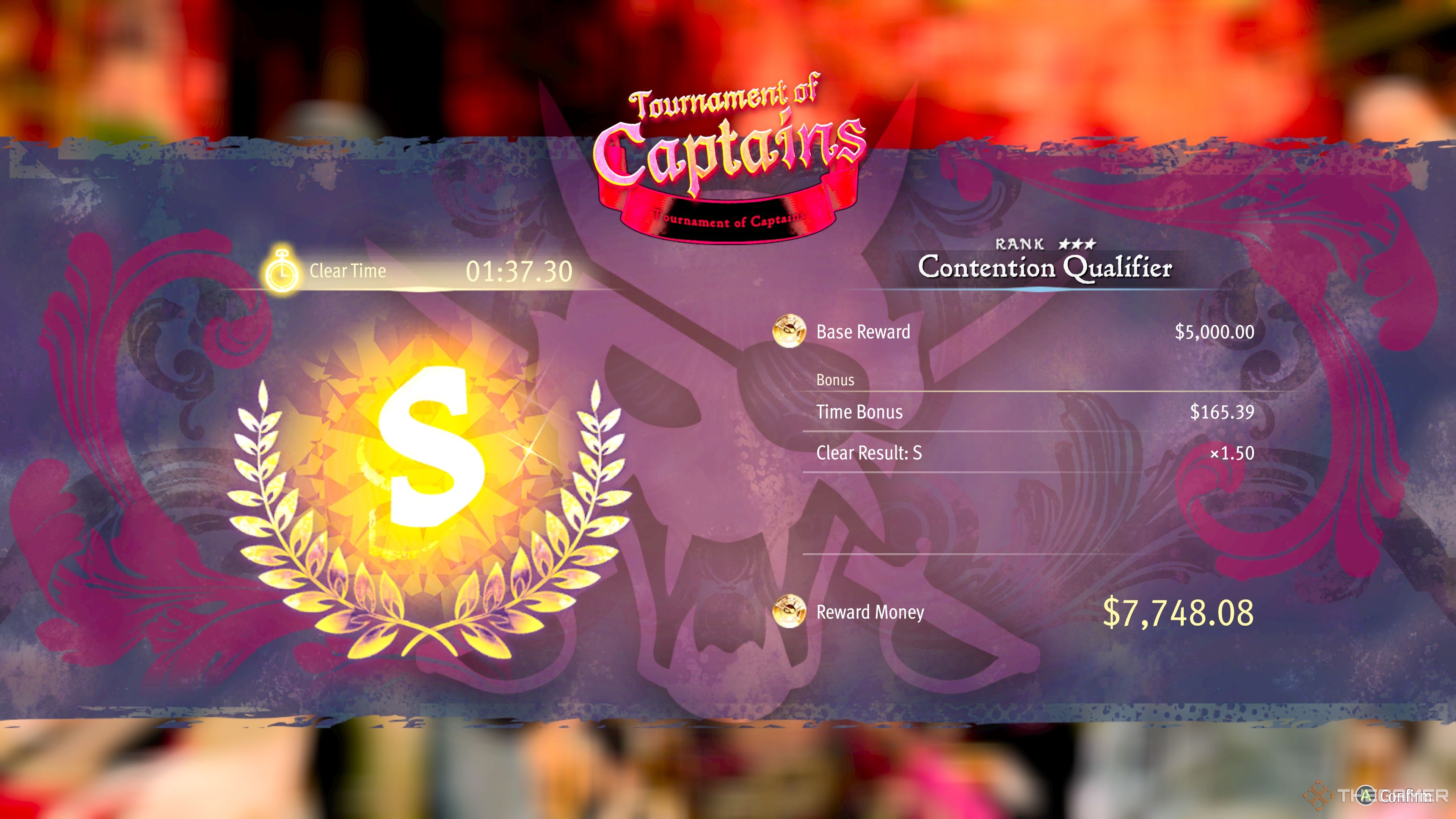 Majima receives an S-rank during the Tournament Of Captains Contention Qualifier in Like A Dragon: Pirate Yakuza In Hawaii.