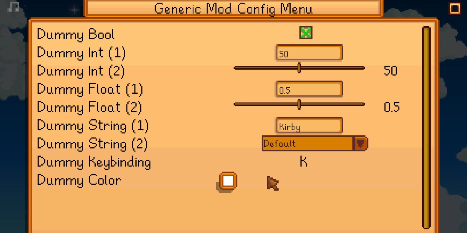 Generic Mod Config Menu mod for Stardew Valley