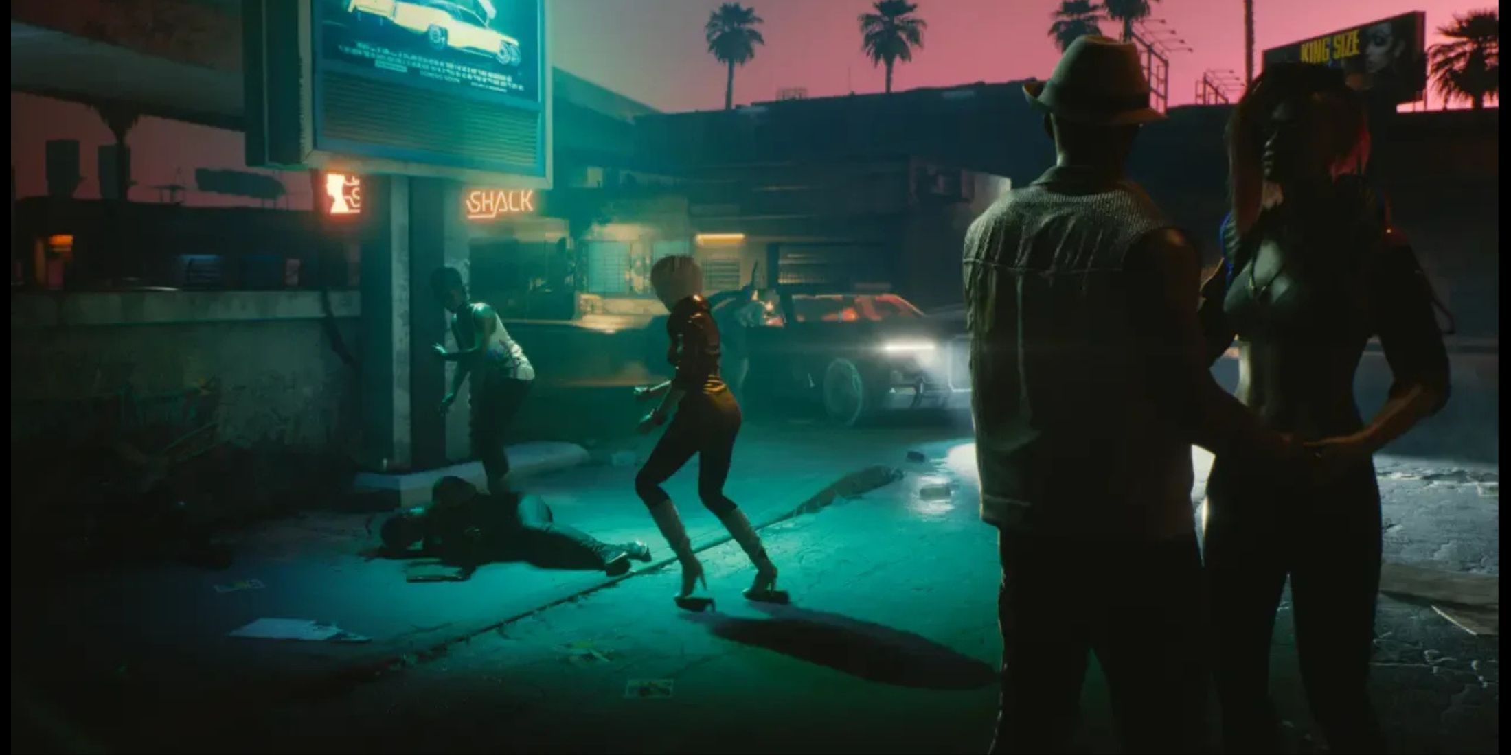 NPCs On The Street During the Nighttime in Cyberpunk 2077