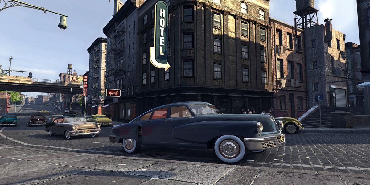 Mafia II car driving on a road