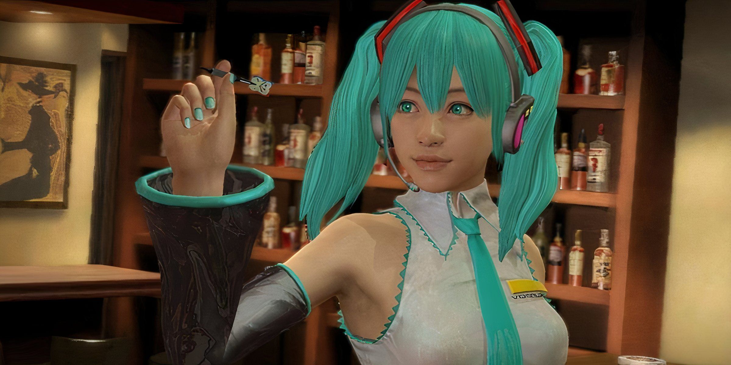 Haruka Dressed As Hatsune Miku Playing Darts In Yakuza 5.