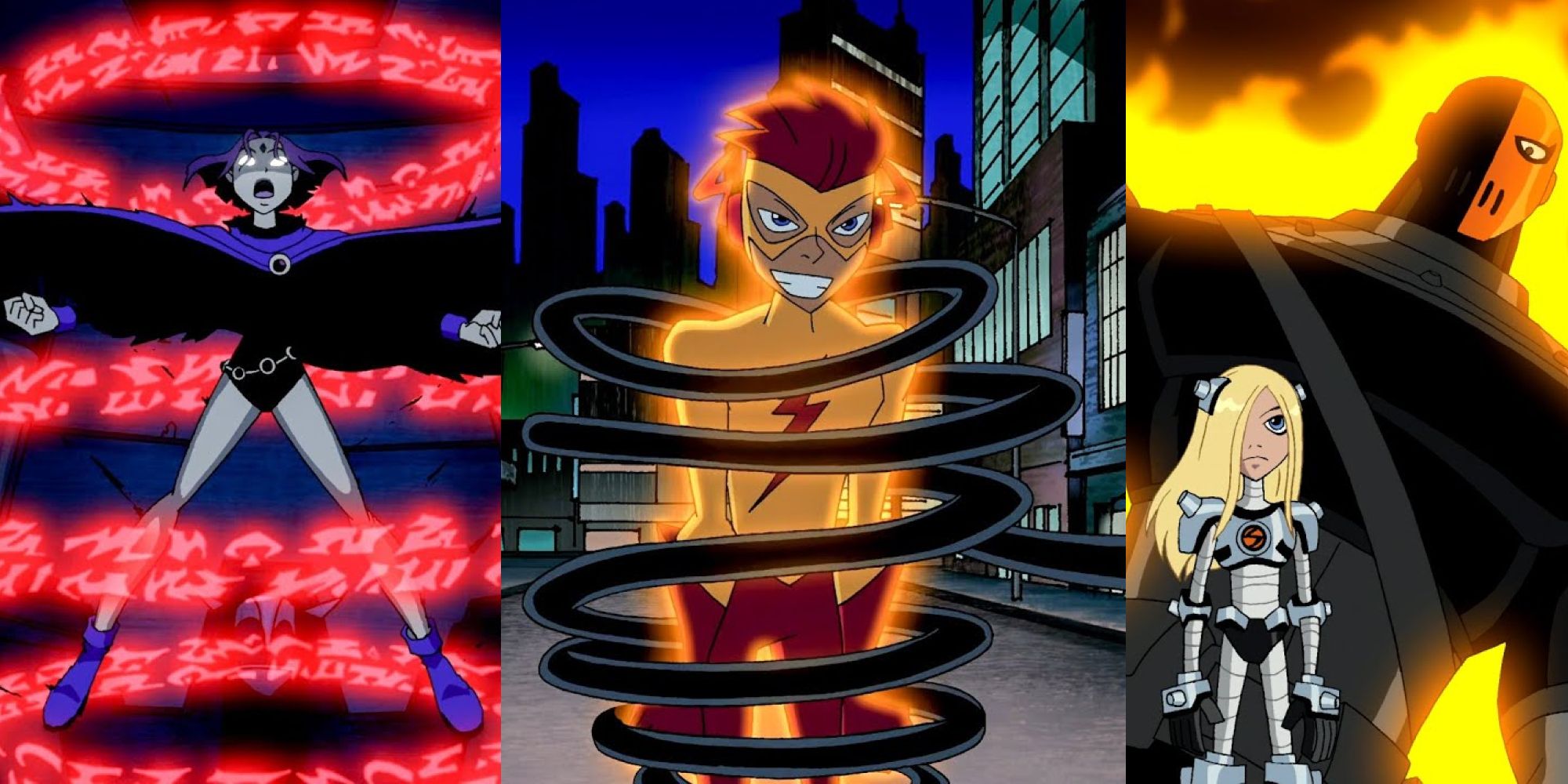 Split Image of Teen Titan Episodes The End, Lightspeed, and Aftershock