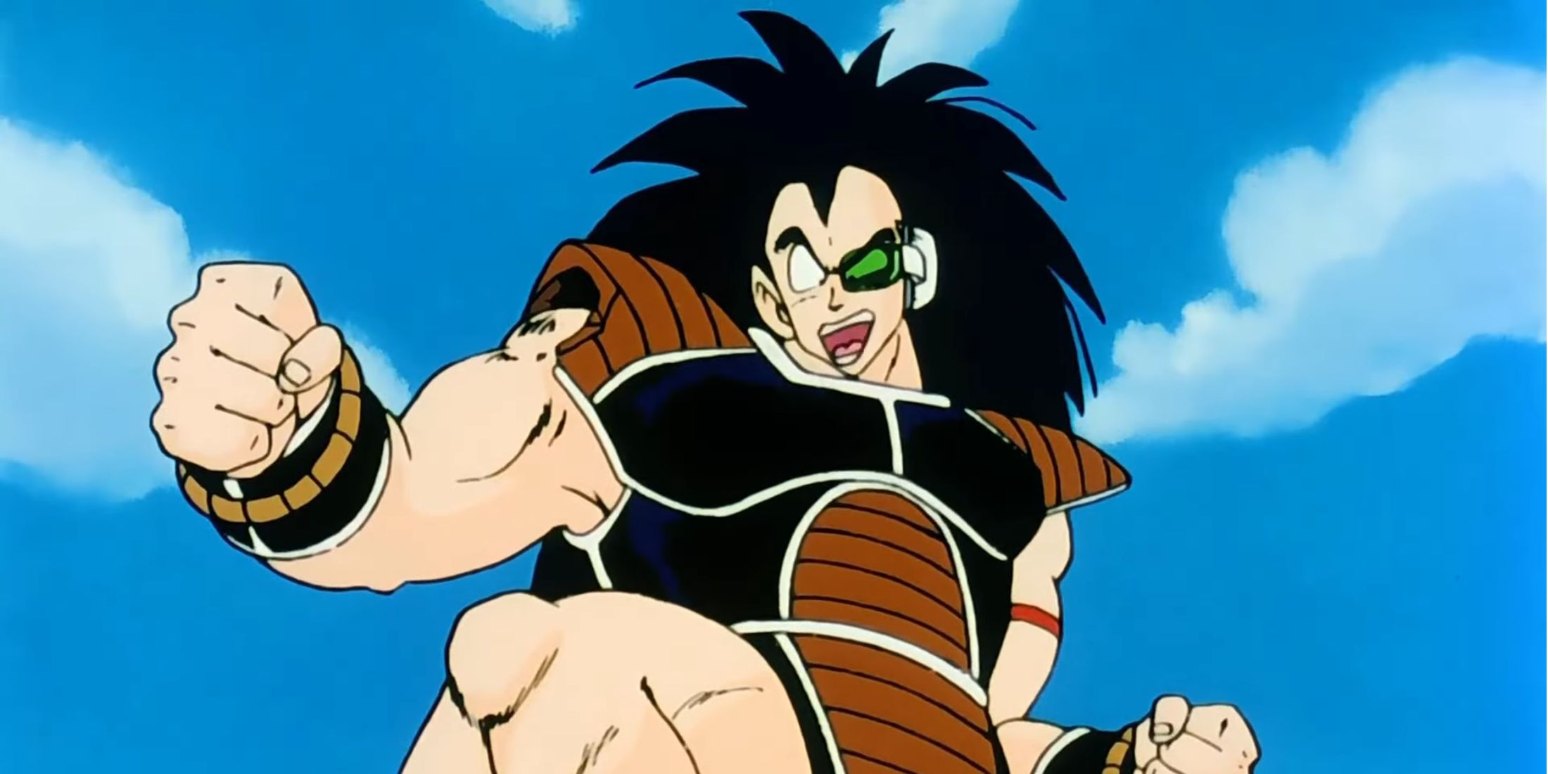 Raditz tries to crush Goku's ribs with his leg in Dragon Ball Z