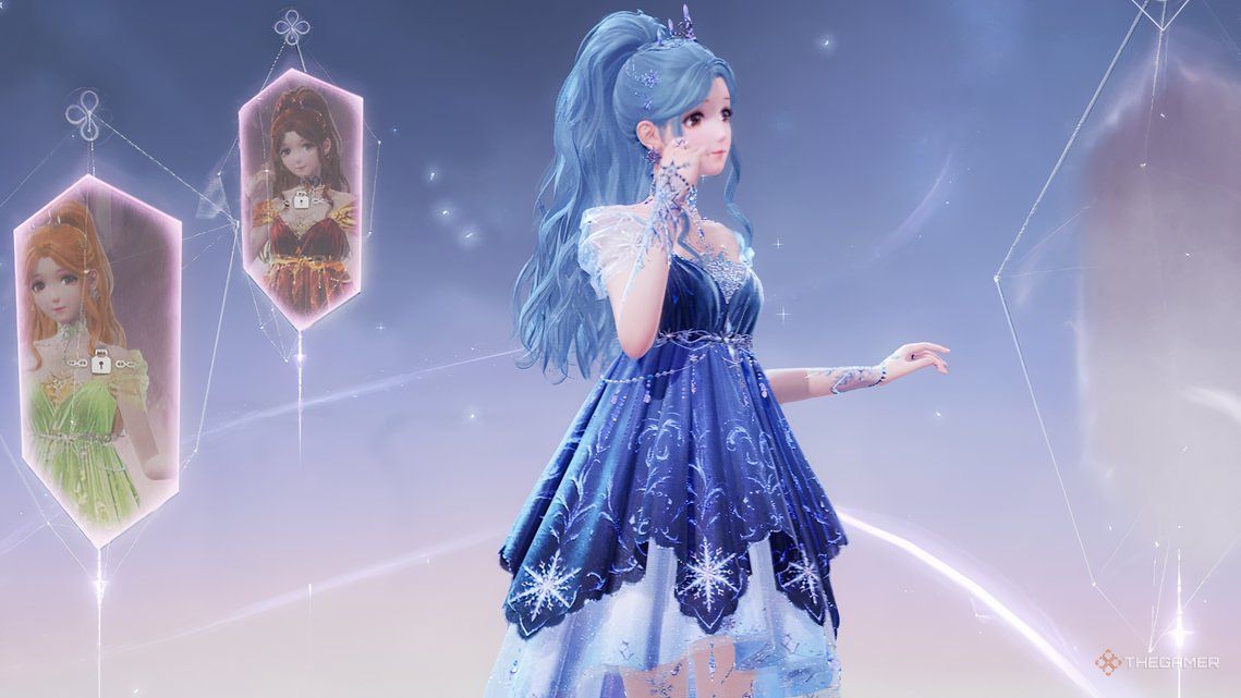 The Fading Sky hairstyle from Infinity Nikki as showcased in the Evolution menu. 