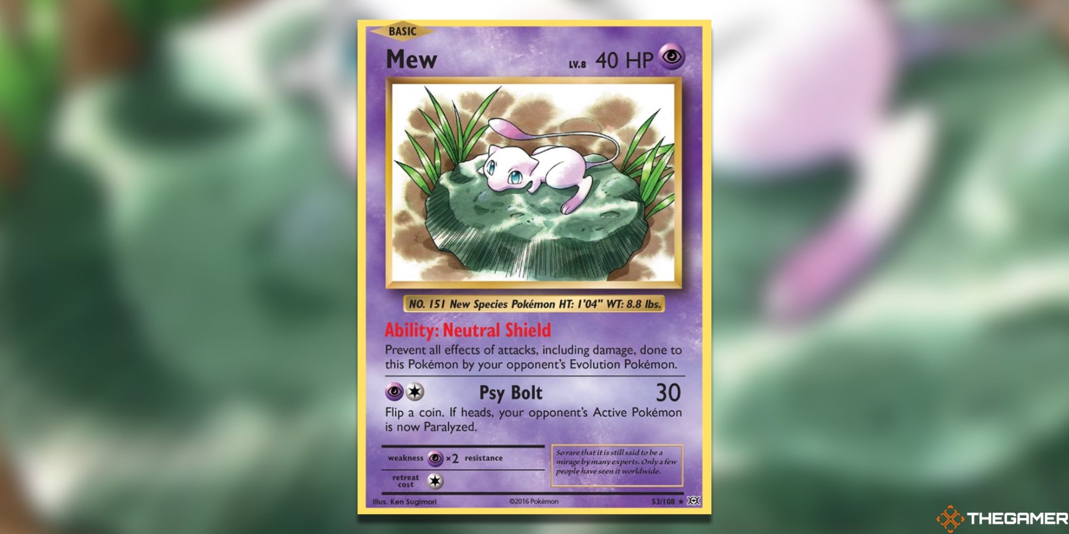 The XY Evolutions Mew Holo Rare in the Pokemon TCG.