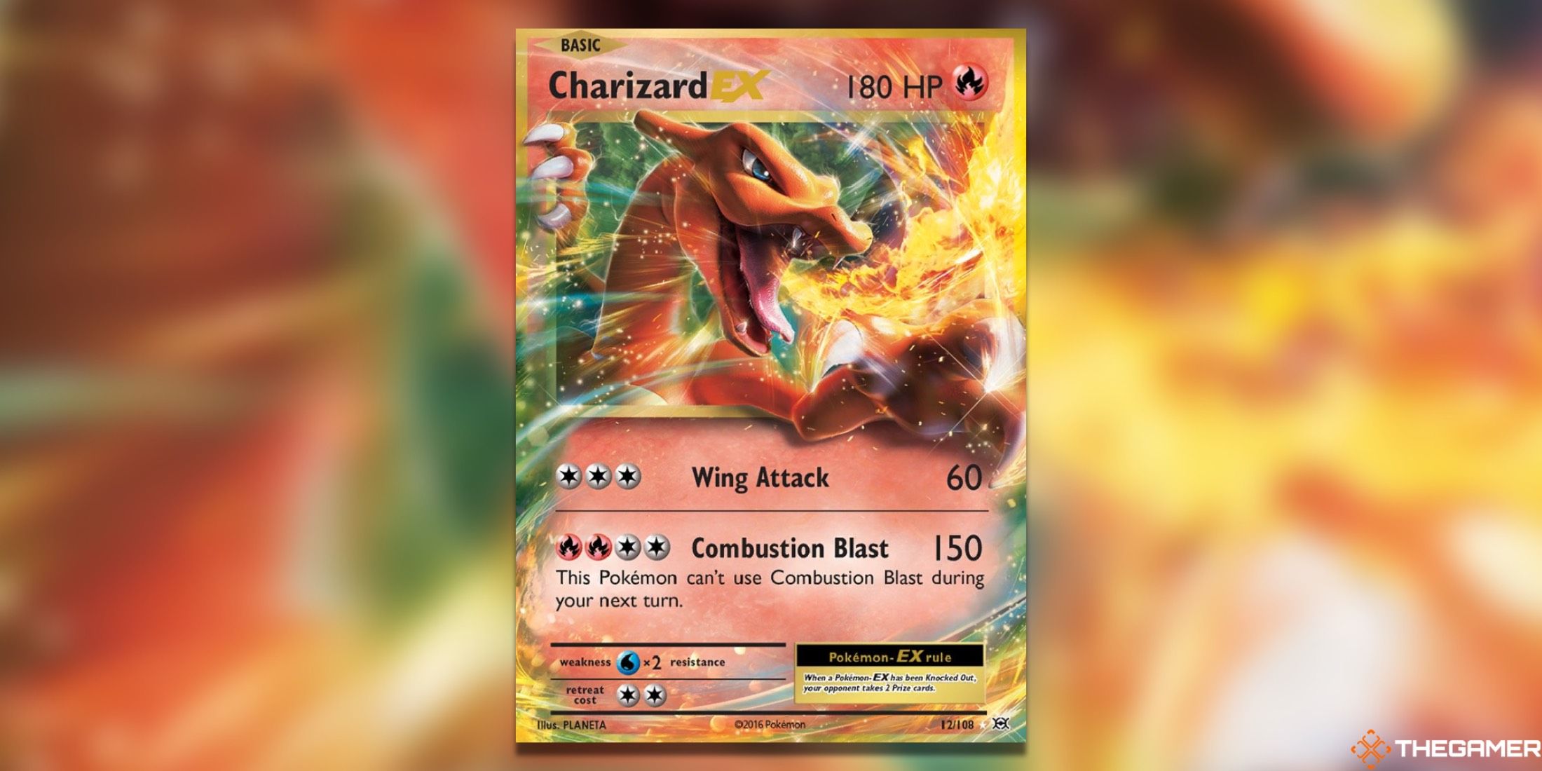 The XY Evolutions Charizard EX from the Pokemon TCG.