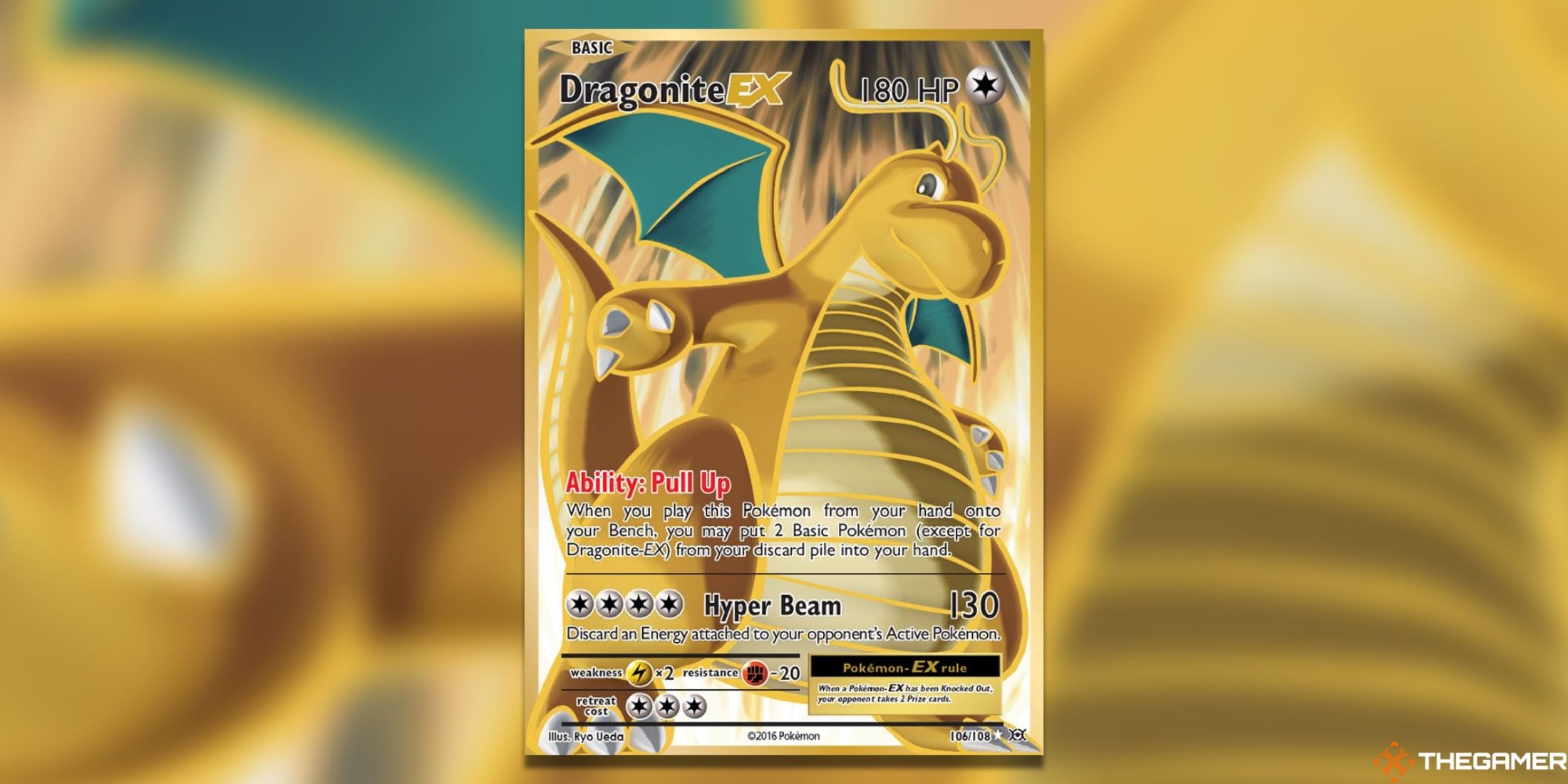 The XY Evolutions Dragonite EX Full Art from the Pokemon TCG.