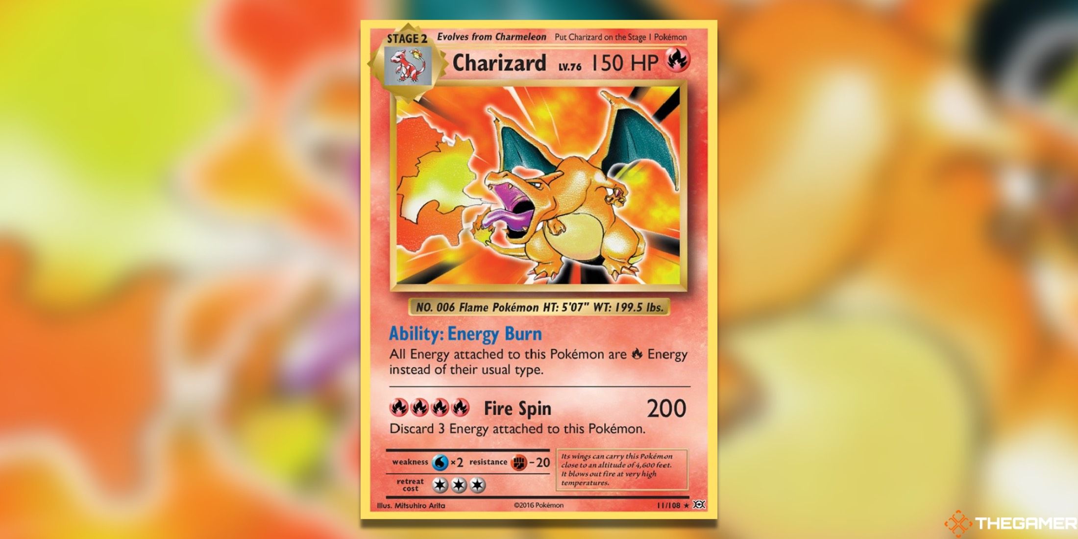 The XY Evolutions Charizard Holo from the Pokemon TCG.