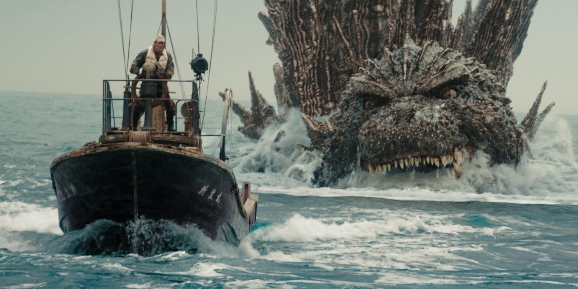 Godzilla: Minus One - Godzilla Hunting The Main Characters In A Tiny Boat