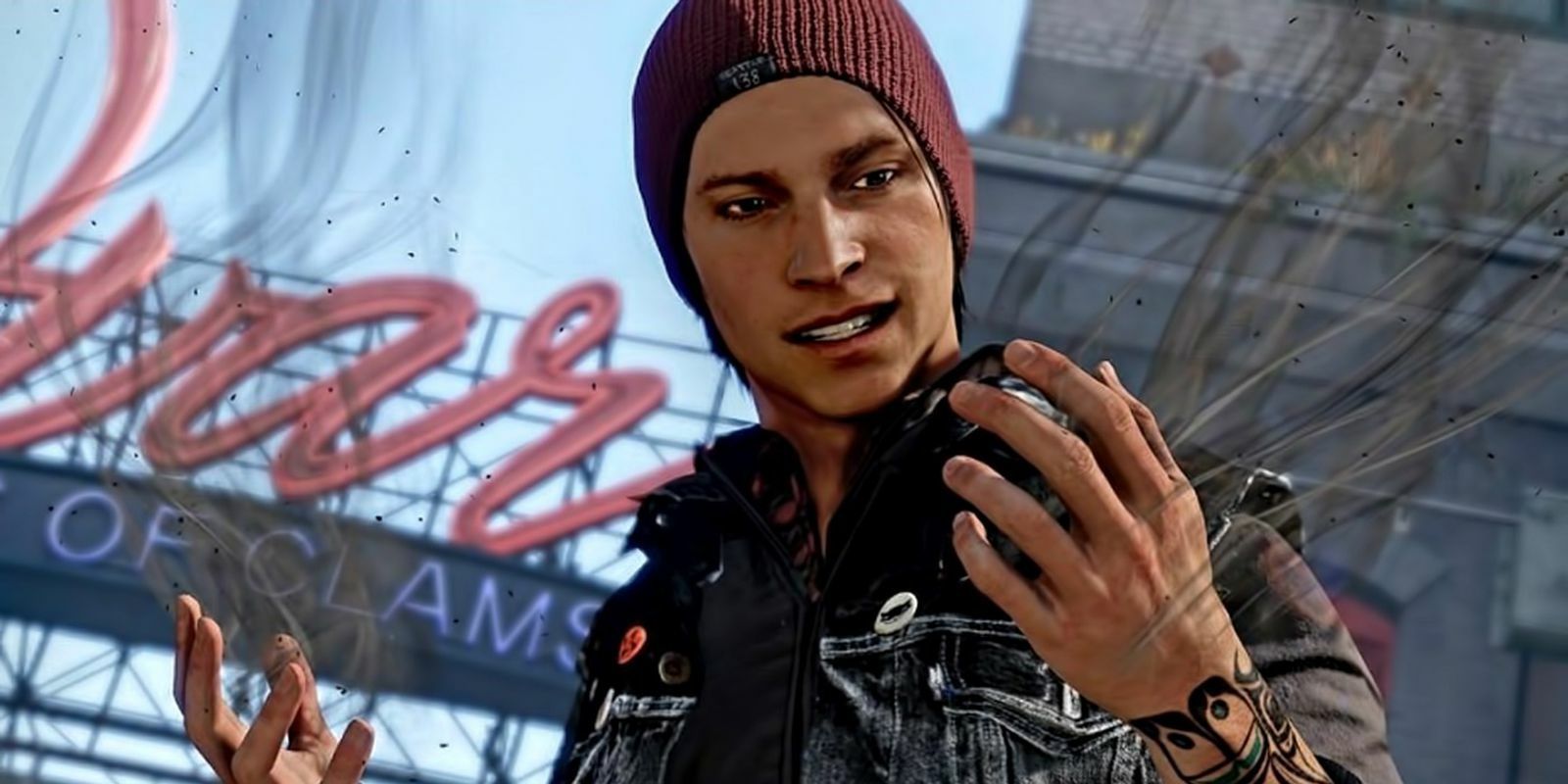 Delsin Rowe looking at his hands in Infamous Second Son.