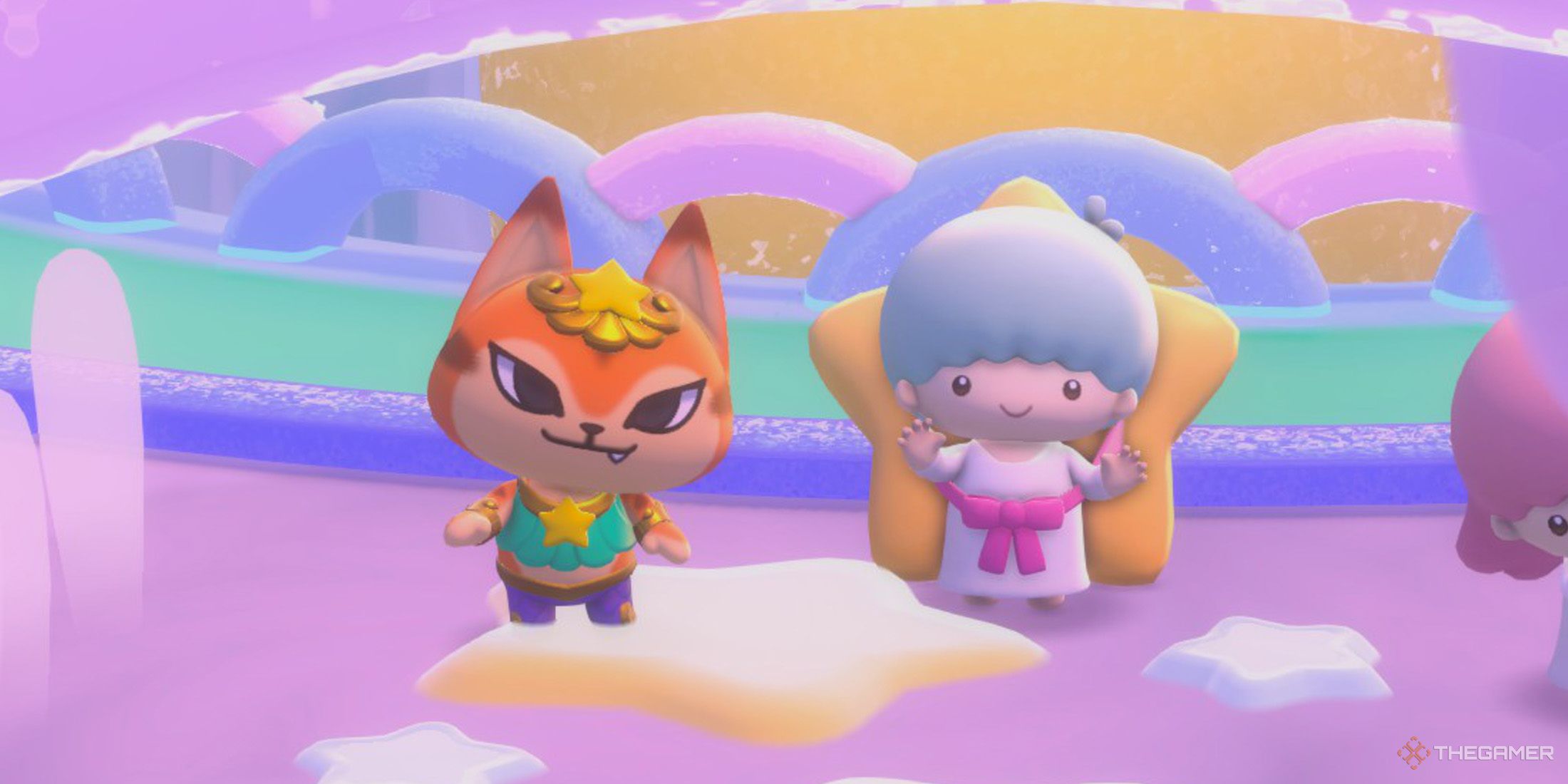 The player is standing next to Kiki on Cloud Island in Hello Kitty Island Adventure