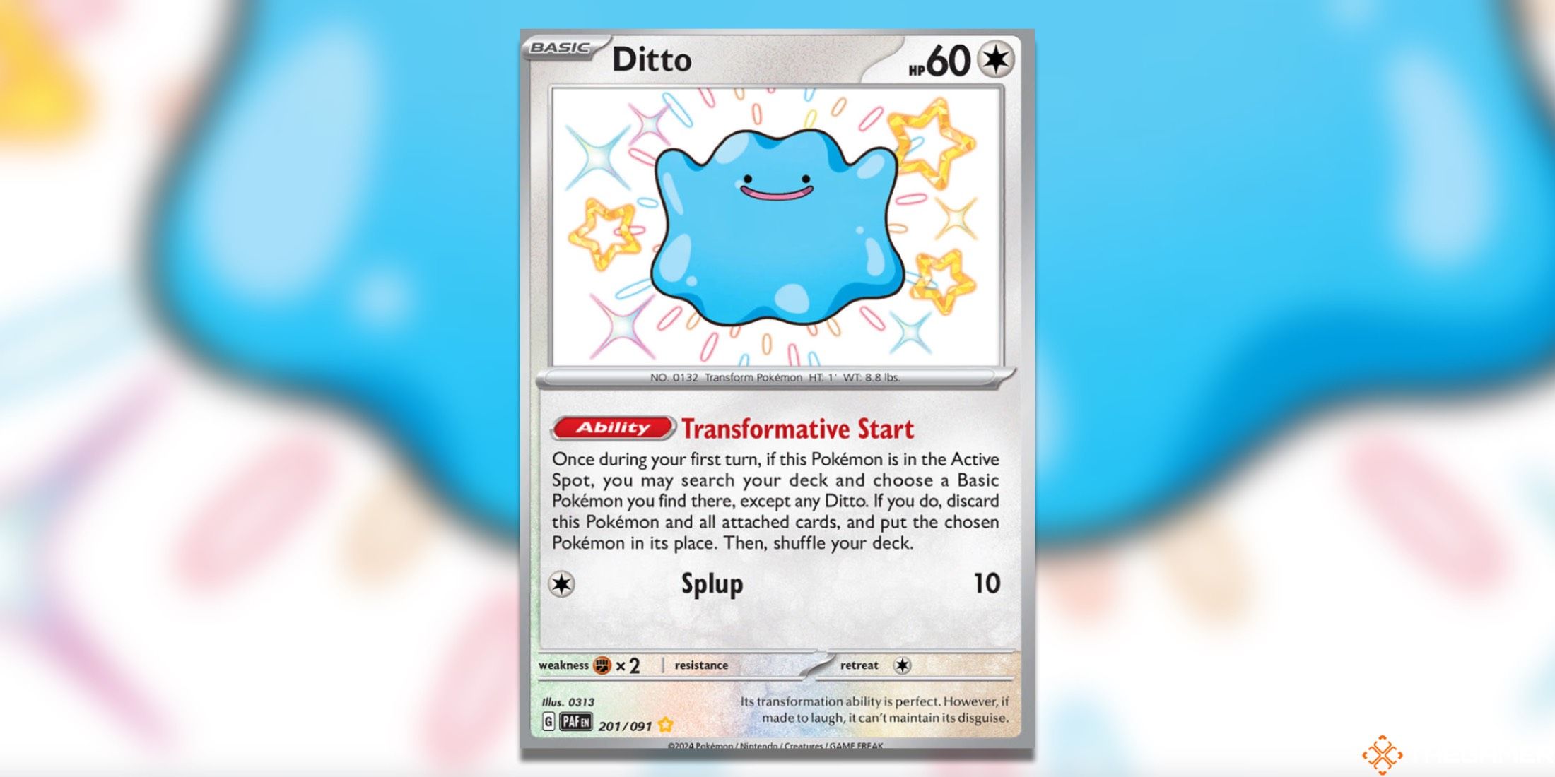 The Paldean Fates Ditto Shiny Rare in the Pokemon TCG.