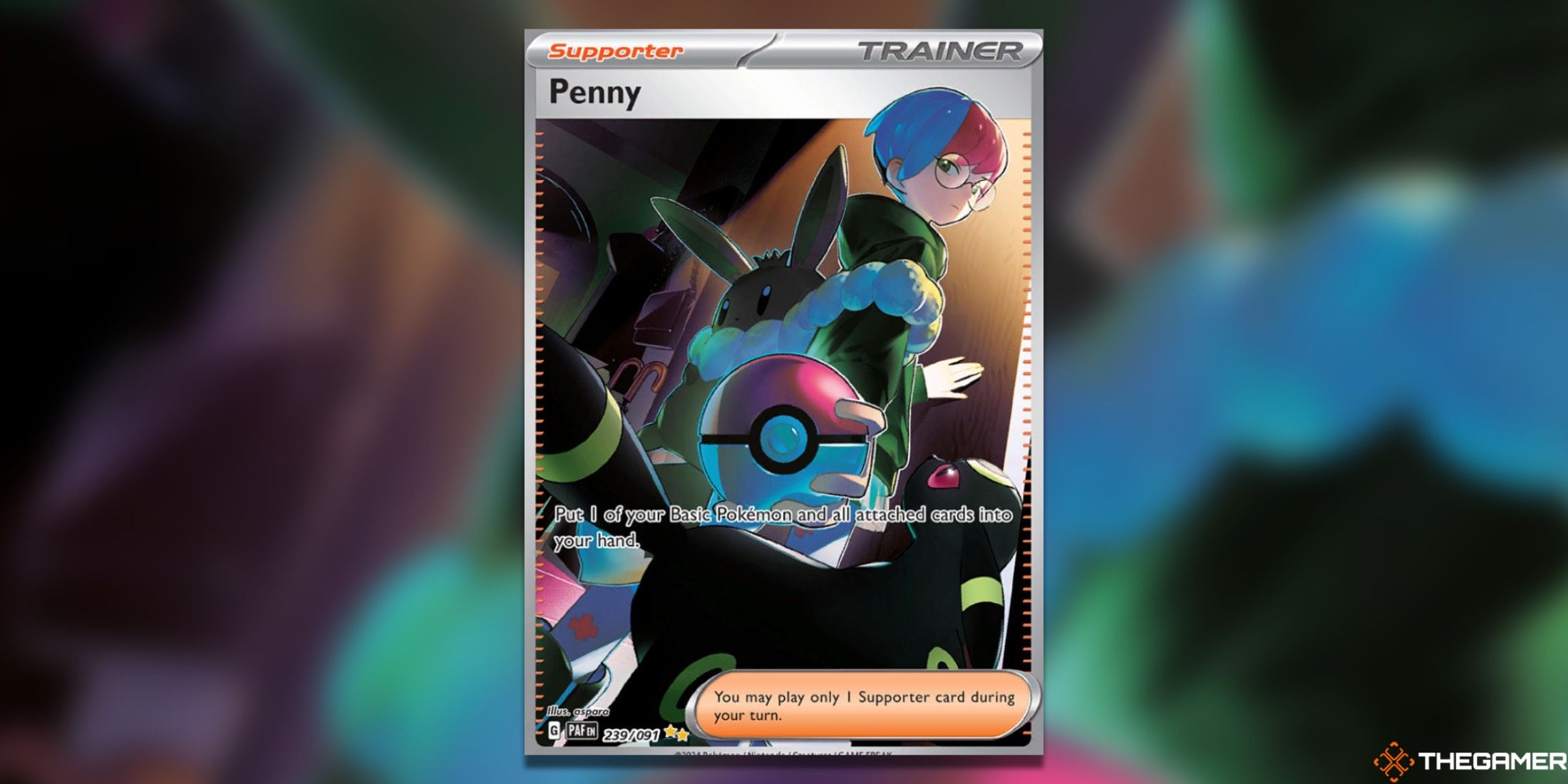 the Paldean Fates Penny Special Illustration Rare from the Pokemon TCG.