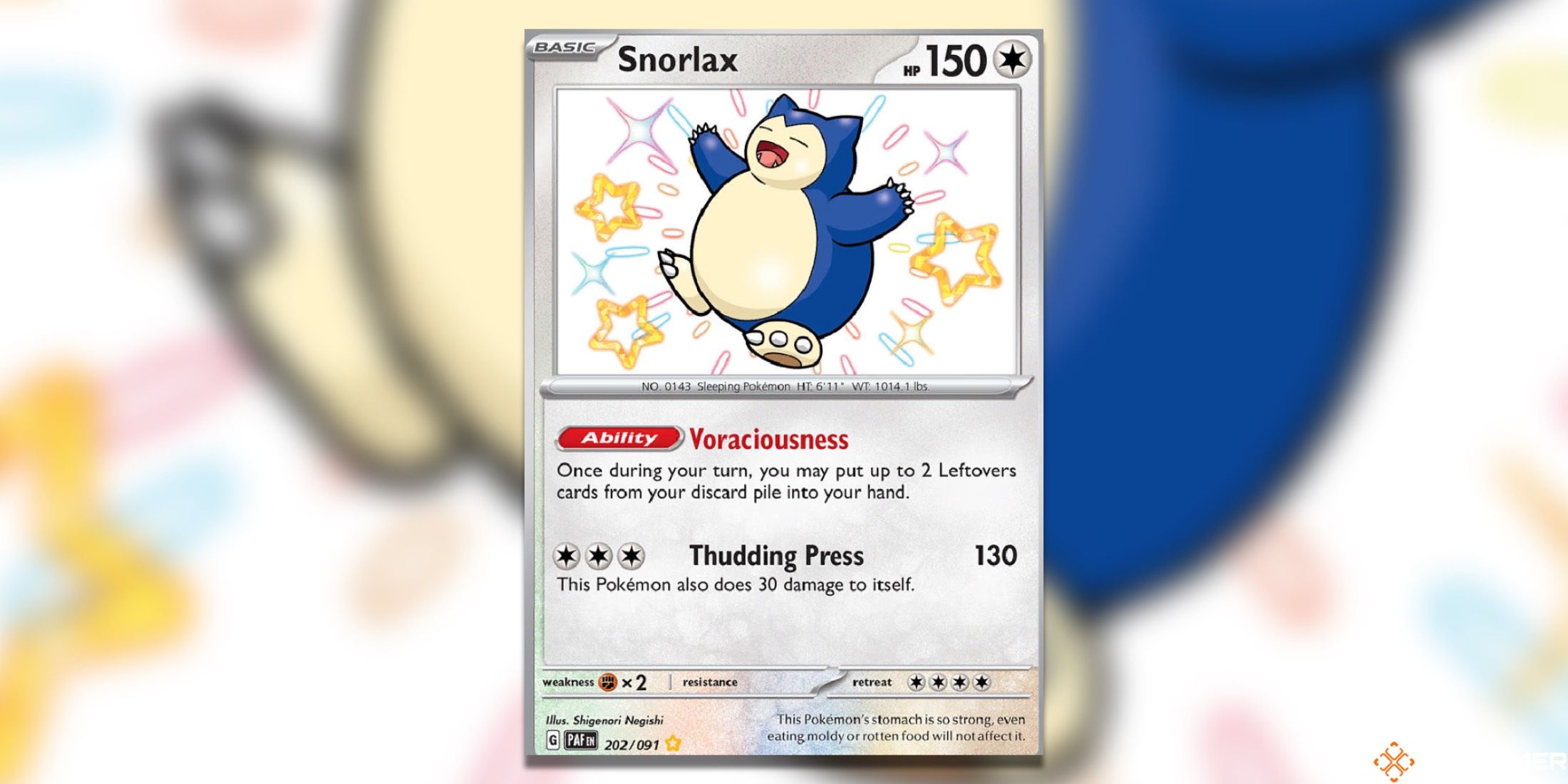 The Paldean Fates Snorlax in the Pokemon TCG.