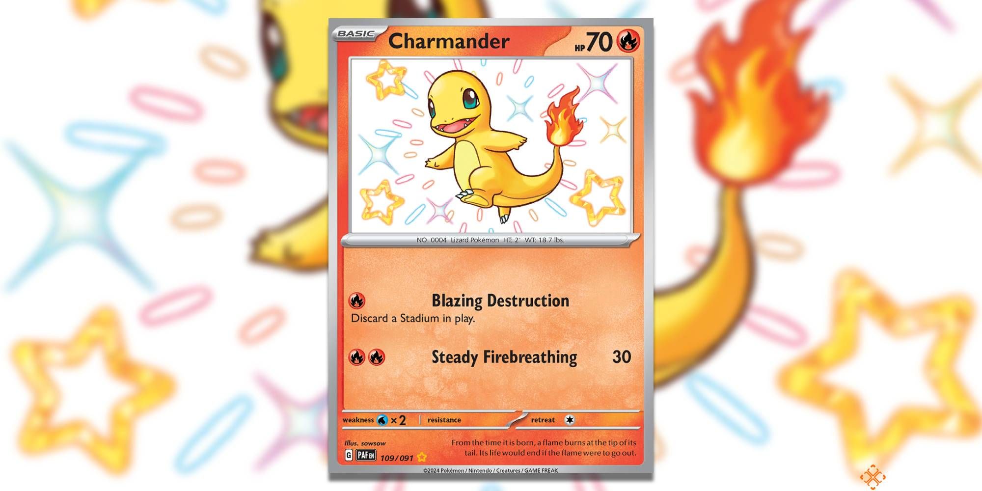 Charmander Shiny 109 by sowsow in the Pokemon TCG's Paldean Fates.