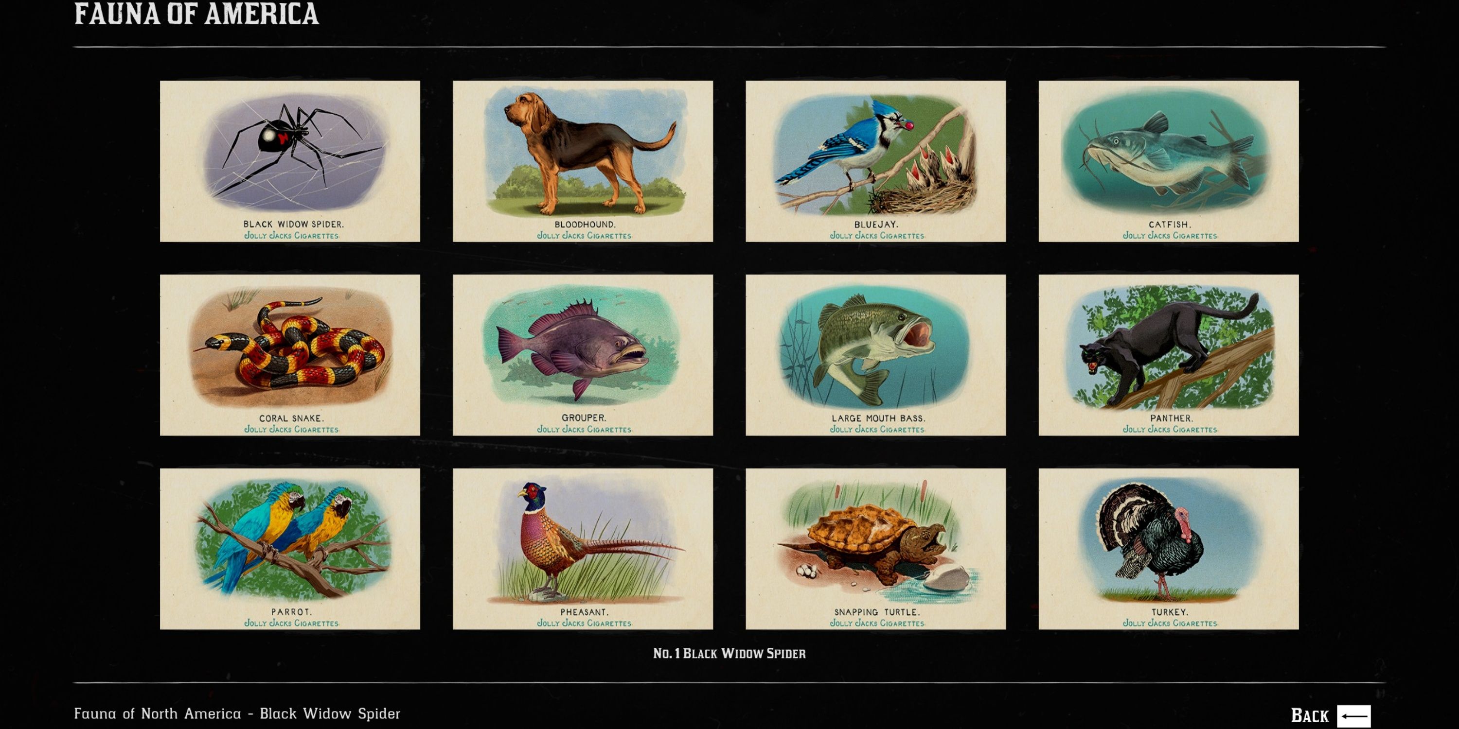 fauna of america cigarette card set