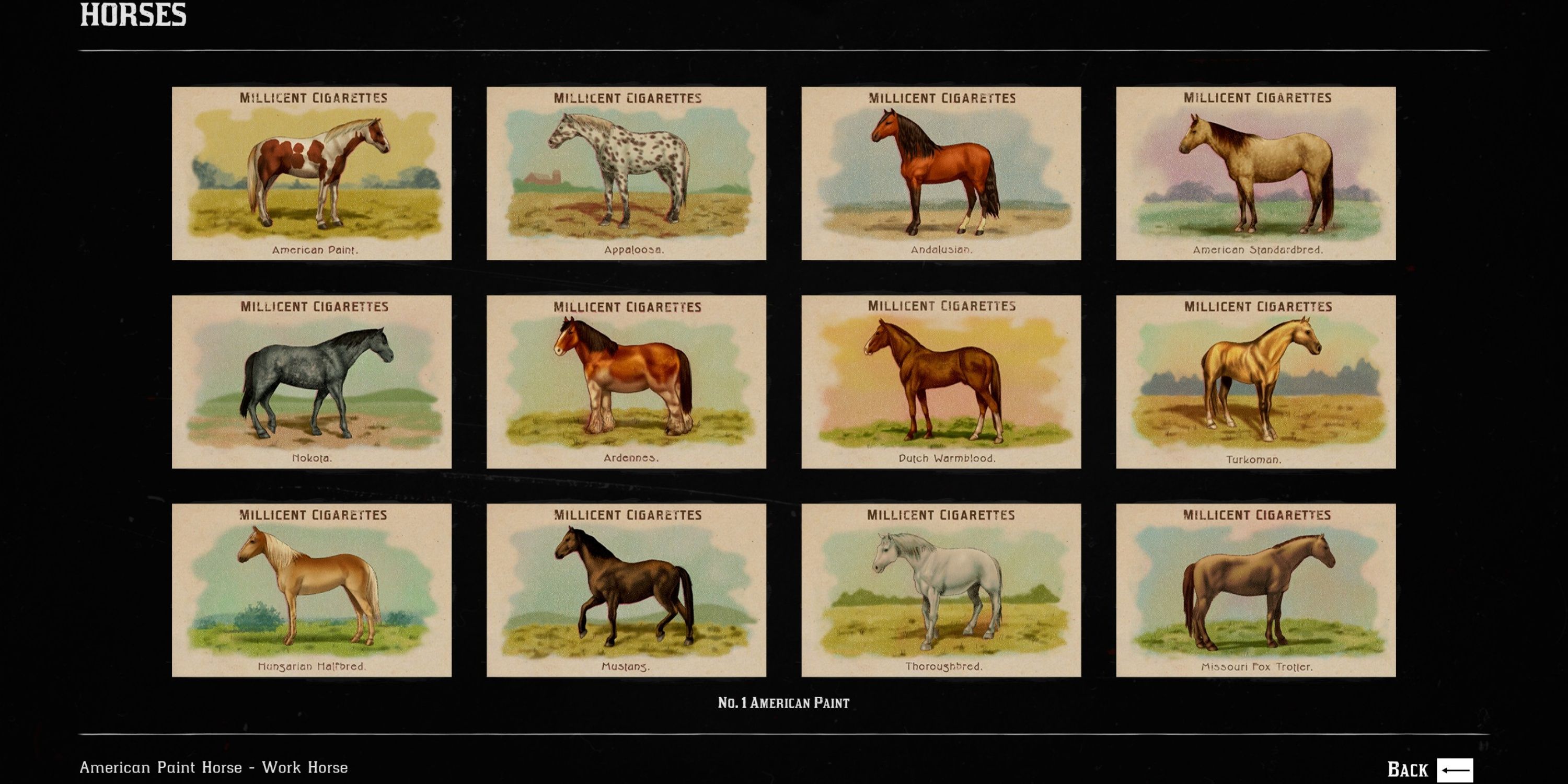 horses cigarette card set