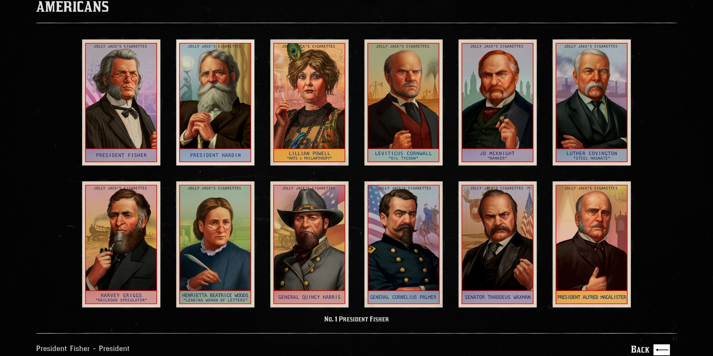 americans cigarette card set