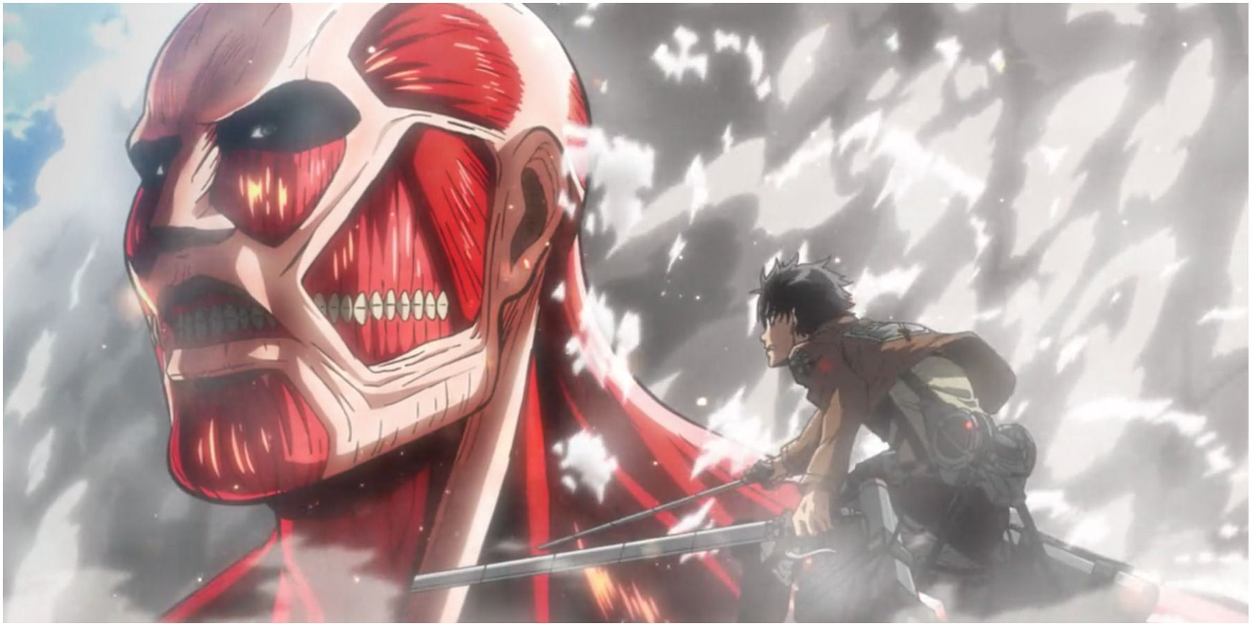 Eren Jaegar Staring Down The Colossal Titan