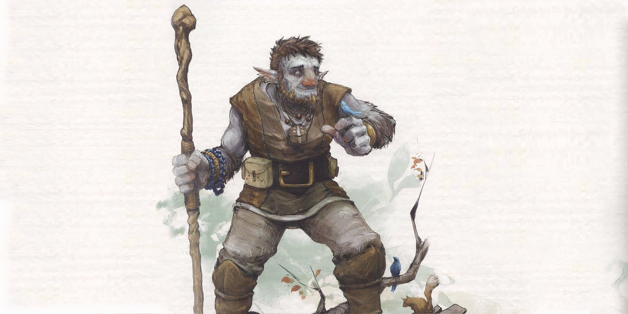 A firbolg with a staff in Dungeons & Dragons. 