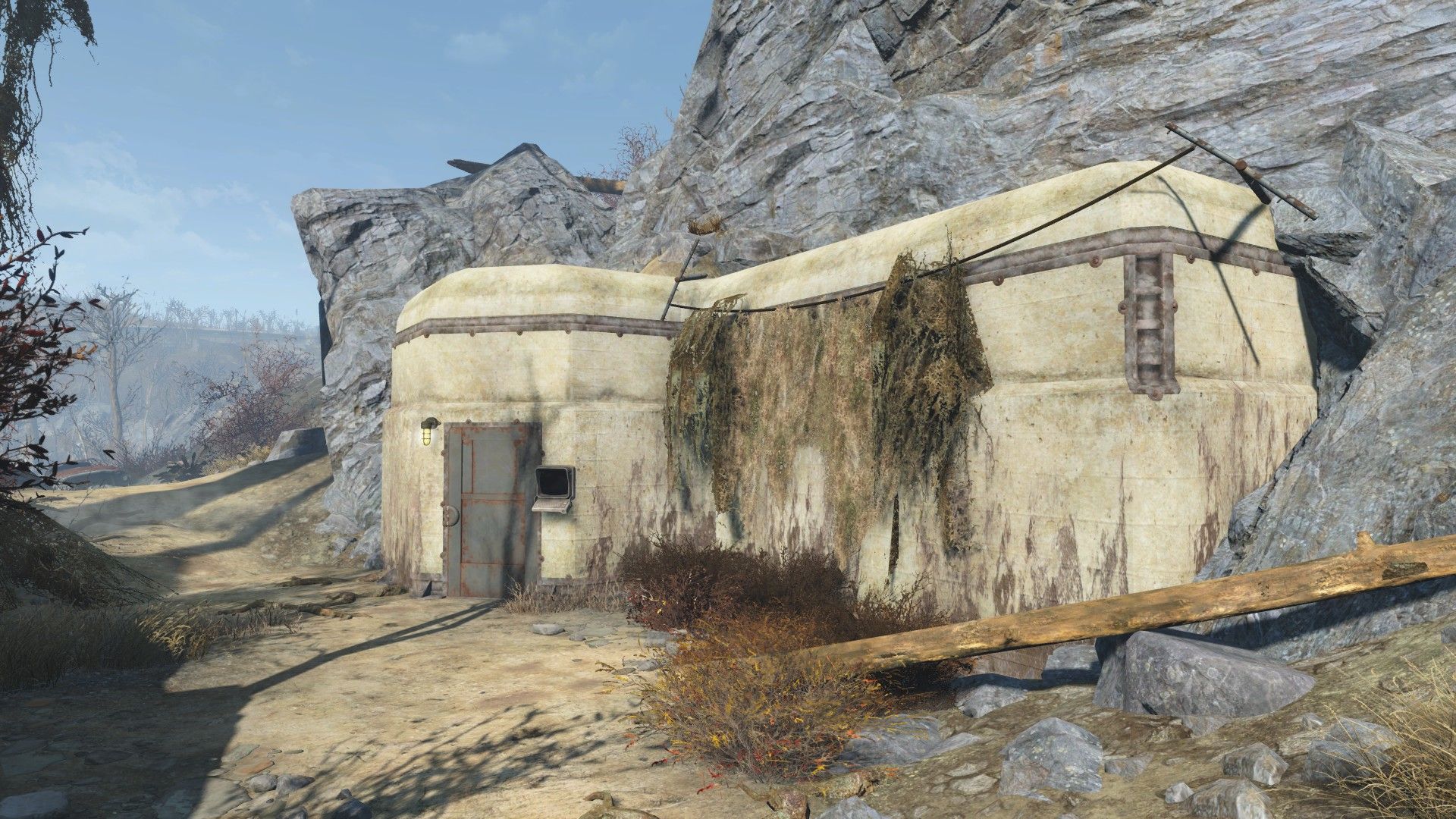 An image of Recon Bunker Theta, a key location in The Lost Patrol quest from Fallout 4. 