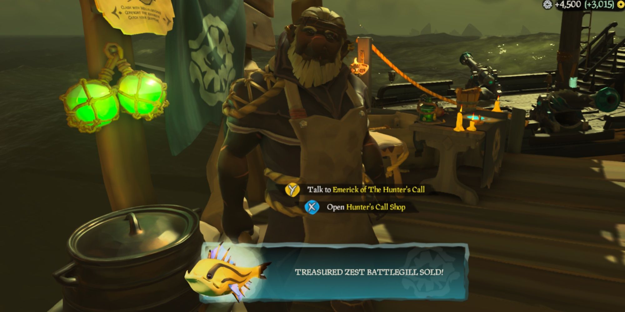 Selling a Treasured Zest Battlegill in Sea of Thieves