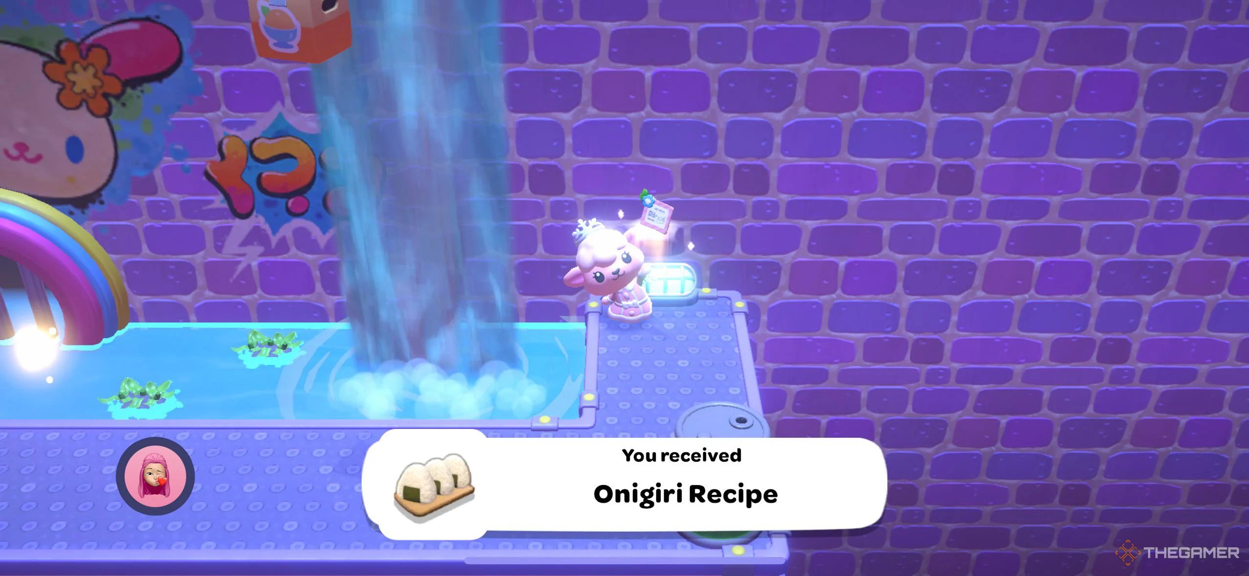 A player finding the Onigiri recipe in Hello Kitty Island Adventure.