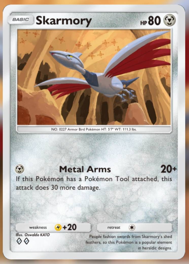 The Skarmory card, from Space-Time Smackdown.