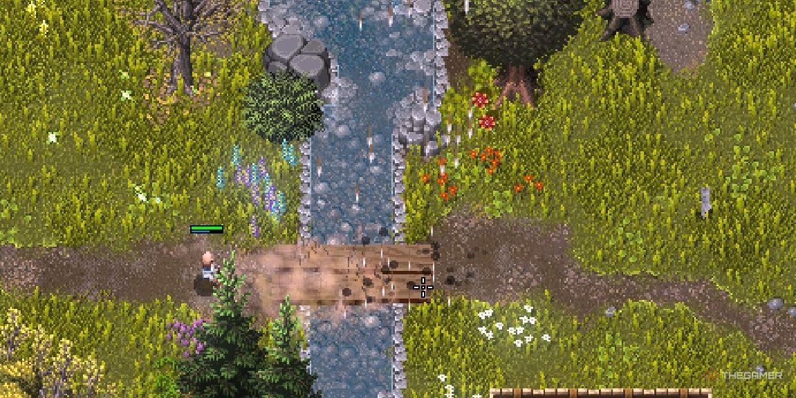 Heroes Of Hammerwatch 2: The ranger testing their rain of arrows on a bridge.