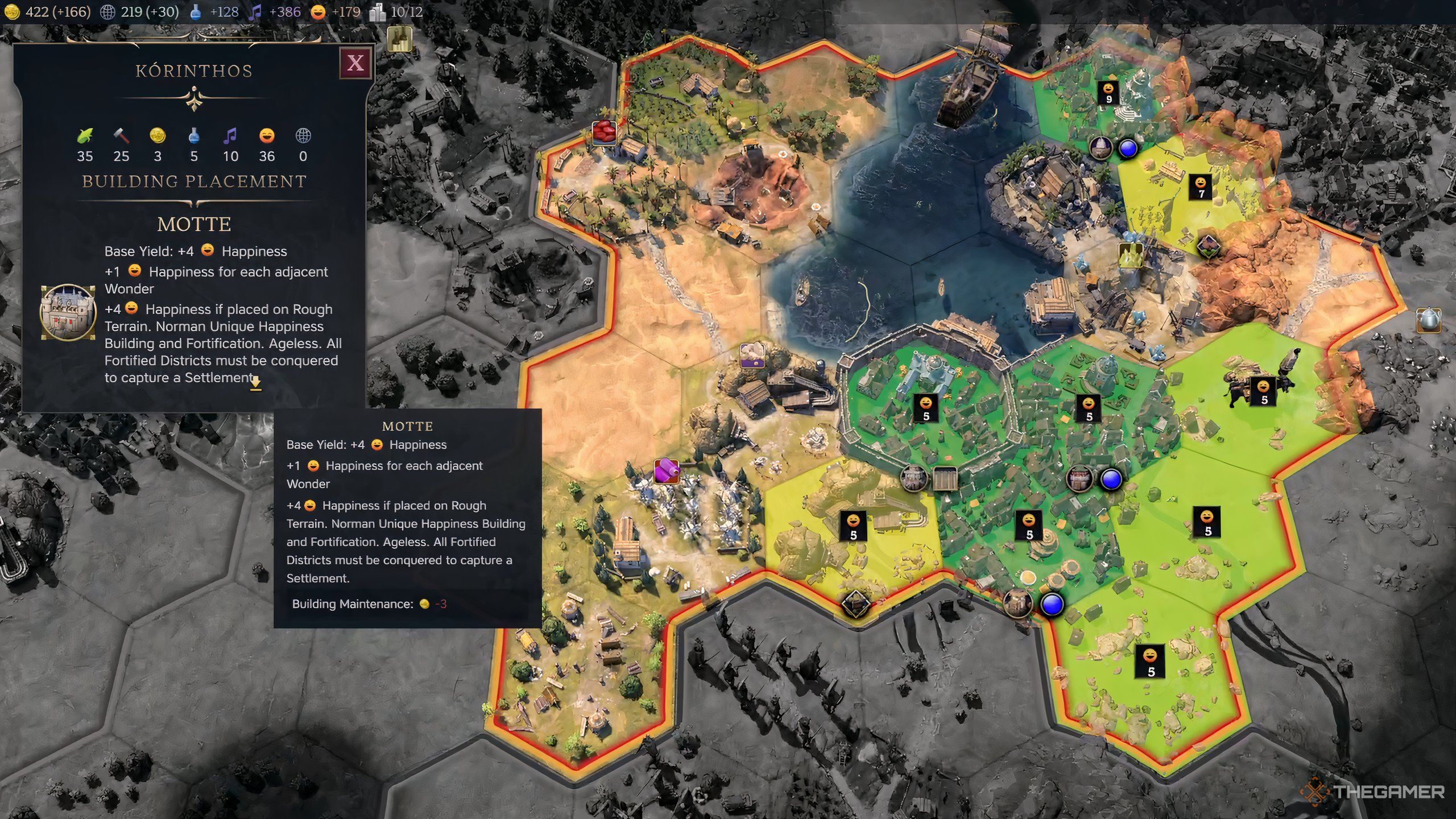 The improvement to city screen in Civilization 7. 