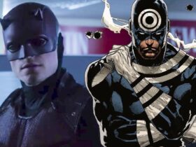 Bullseye dressed as Daredevil in Daredevil season 3, and Bullseye from Marvel Comics