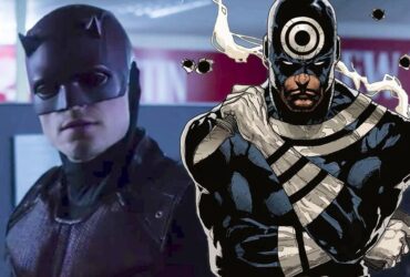 Bullseye dressed as Daredevil in Daredevil season 3, and Bullseye from Marvel Comics