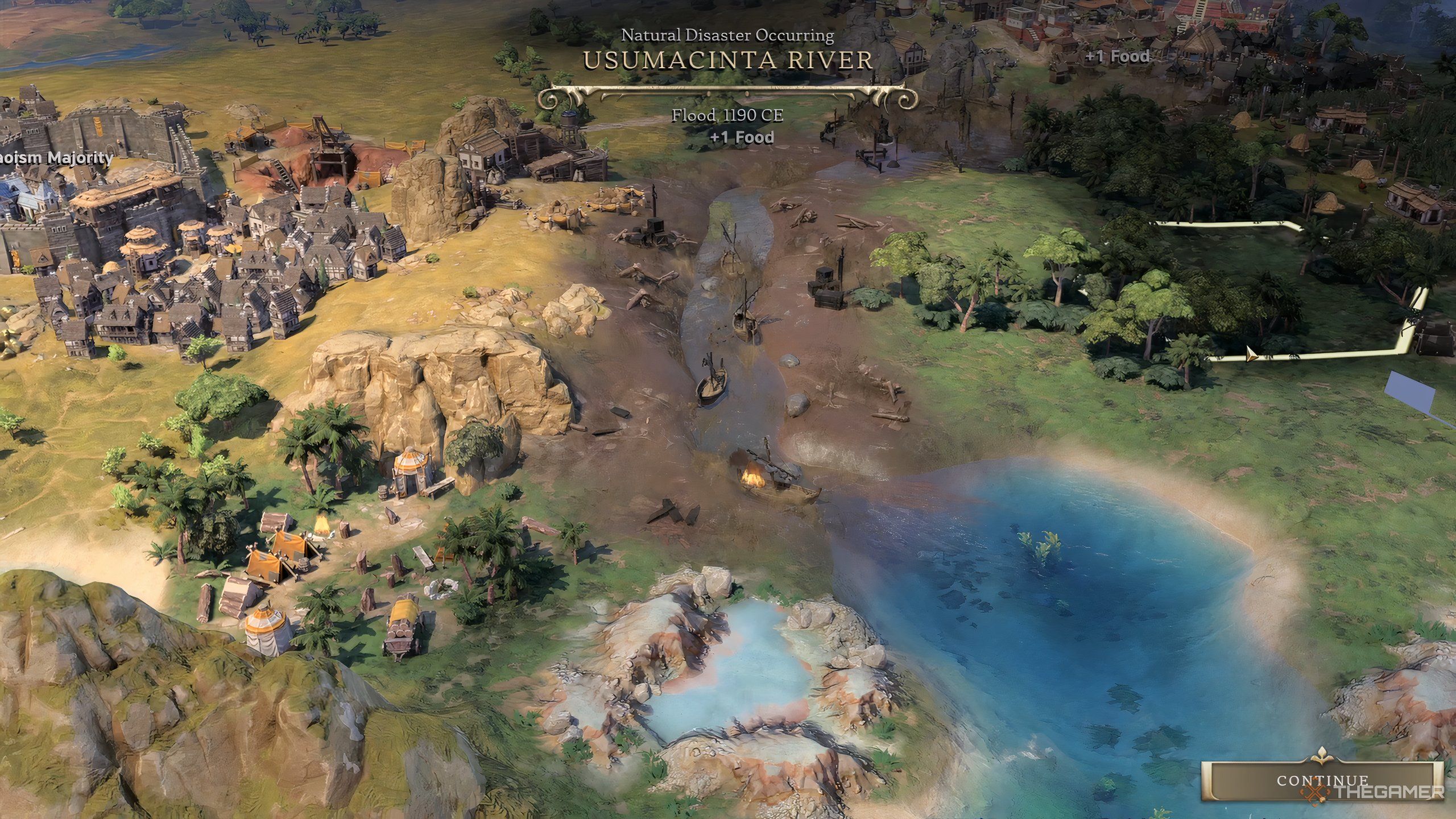 A flood occurring in Civilization 7. 