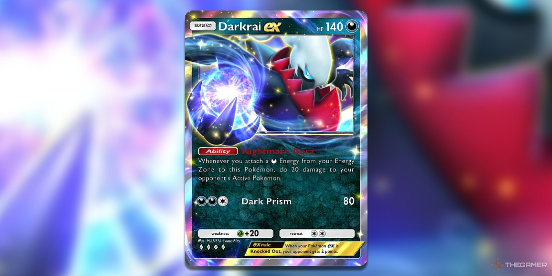 Darkrai ex Pokemon TCG Pocket Space Time Smackdown Card Art.