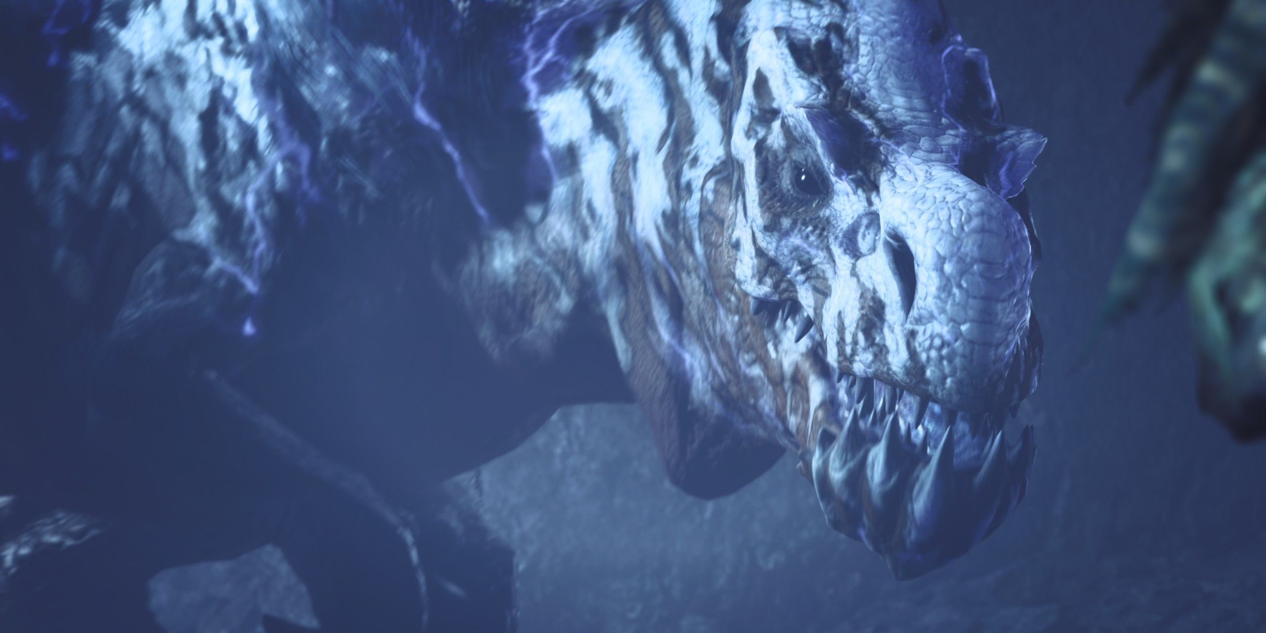 The Guardian Fulgur Anjanath staring menacingly in Monster Hunter Wilds.