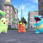 Pokemon Legends: Z-A screenshot of the starter Pokemon Chikarita, Tepig, and Totodile
