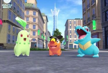 Pokemon Legends: Z-A screenshot of the starter Pokemon Chikarita, Tepig, and Totodile