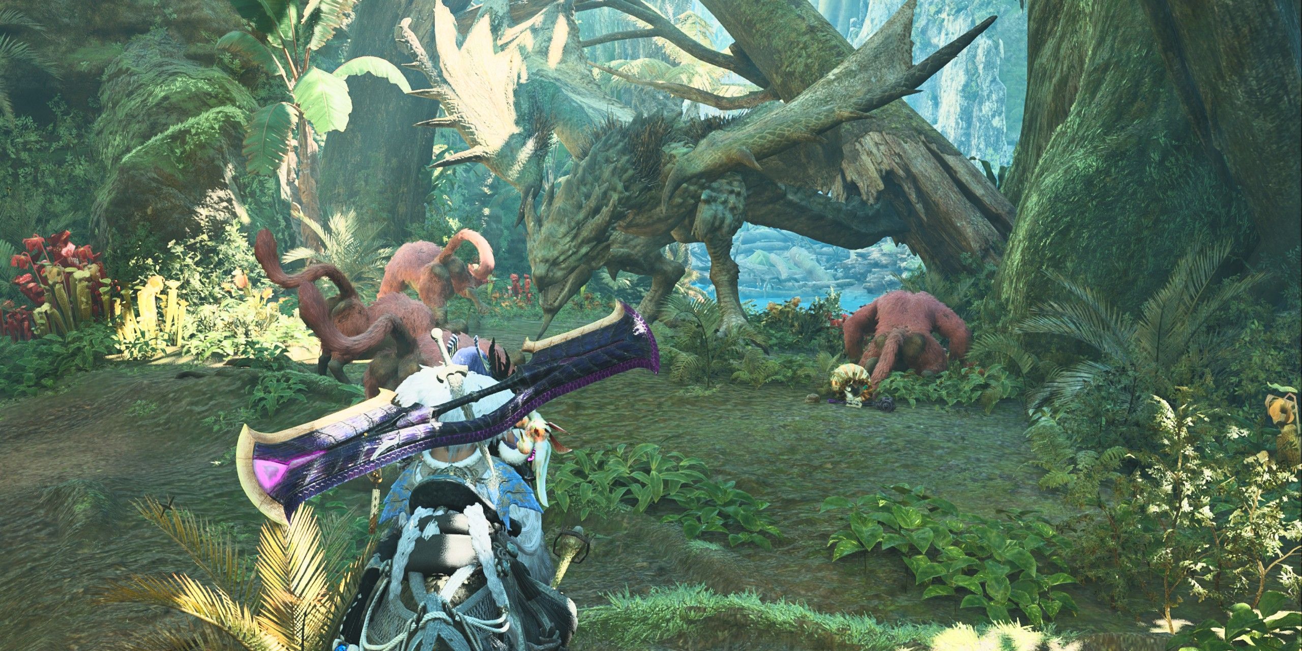 Rathian running towards the hunter in Monster Hunter Wilds.