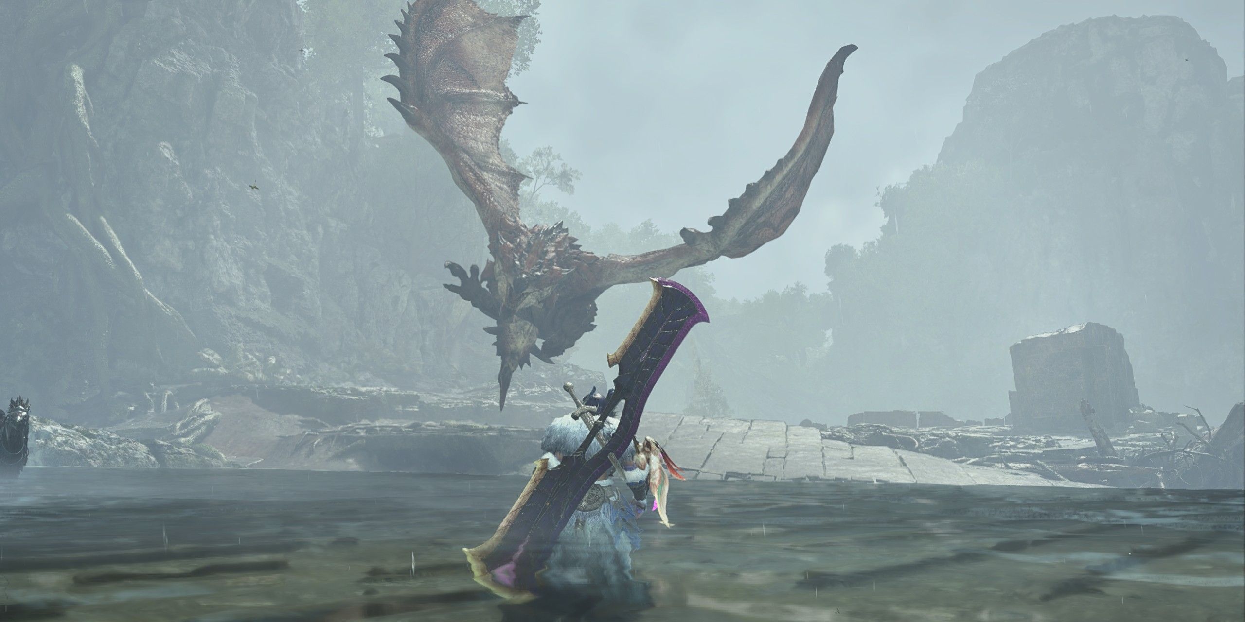 Rathalos flying toward a hunter in Monster Hunter Wilds.